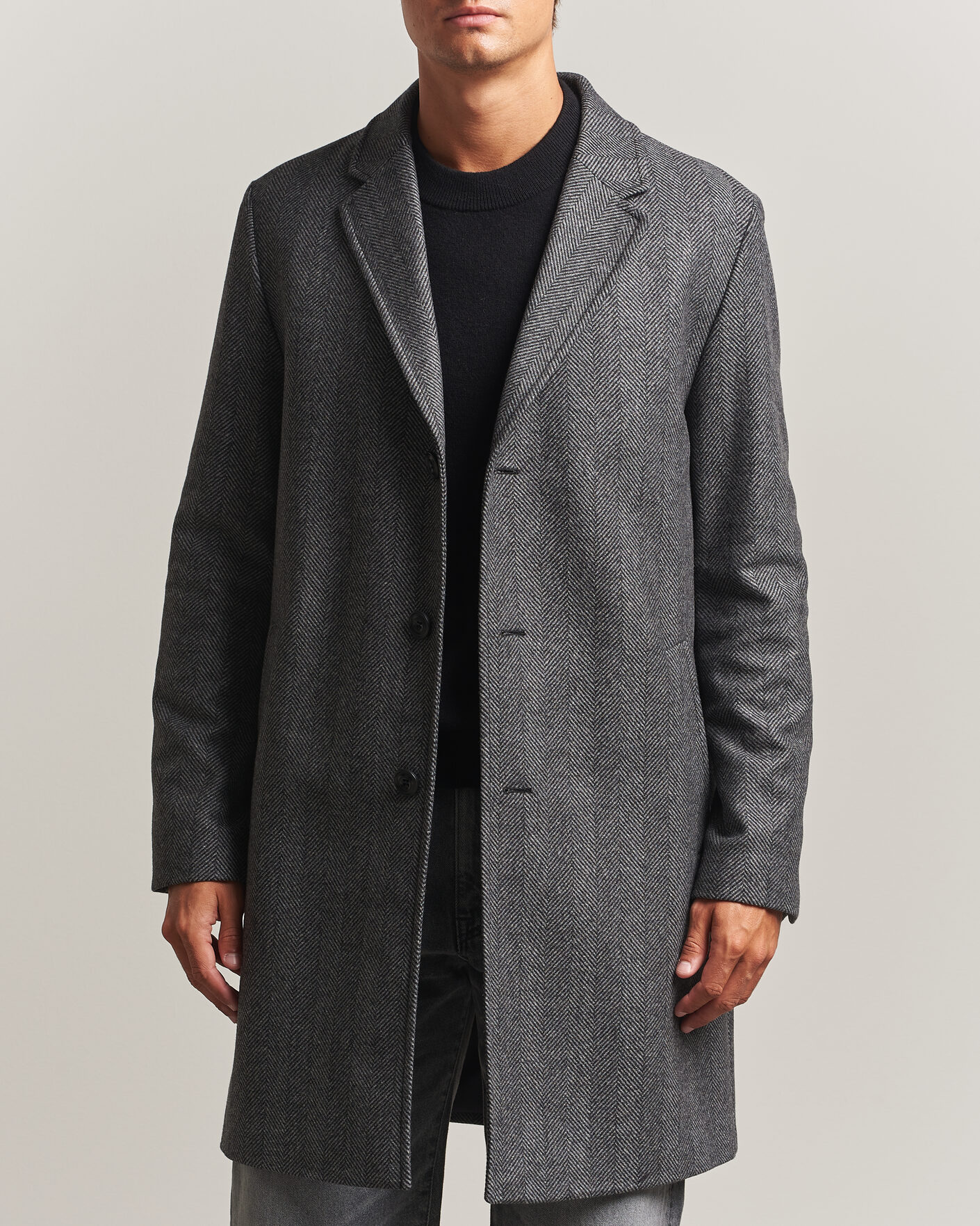 Herren | Jacken | HUGO | Malte Herringbone Coat Dark Grey