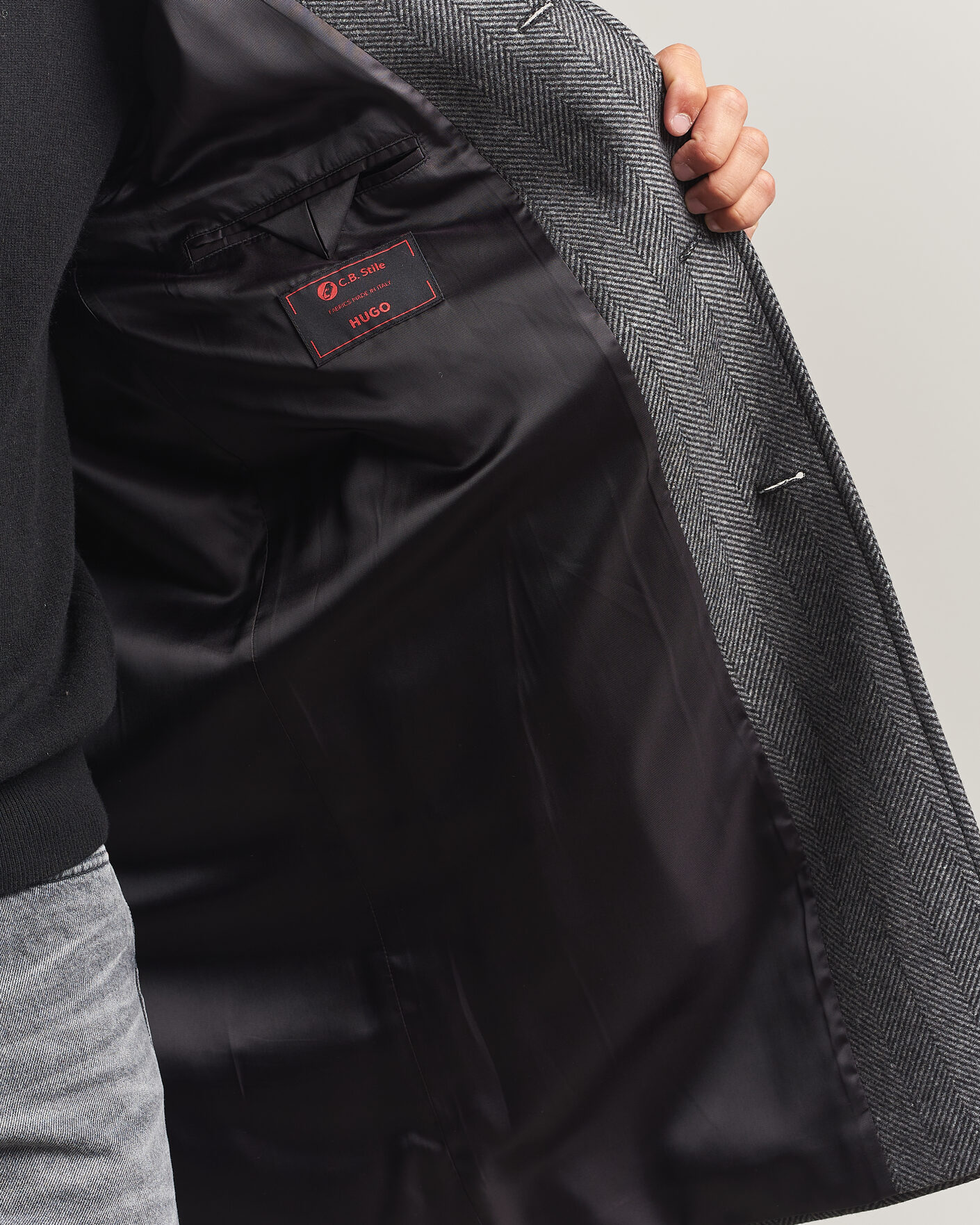 Herren | Jacken | HUGO | Malte Herringbone Coat Dark Grey