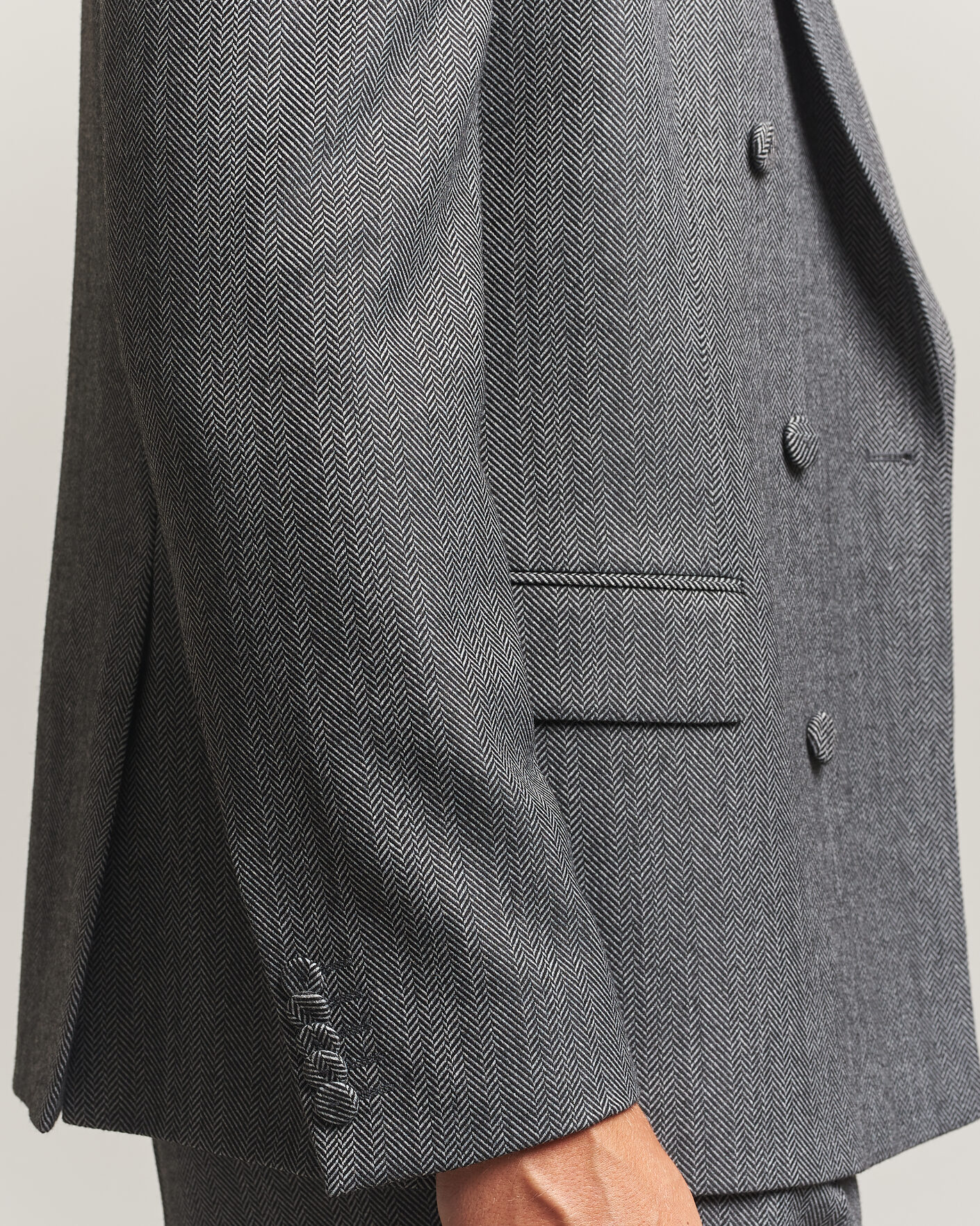 Herren | Sakkos | HUGO | Karlo Herringbone Double Breasted Blazer Dark Grey