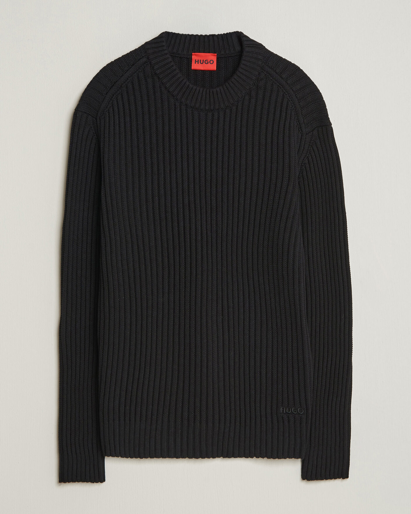 Herren | Pullover | HUGO | Sribban Cotton Knitted Sweater Black