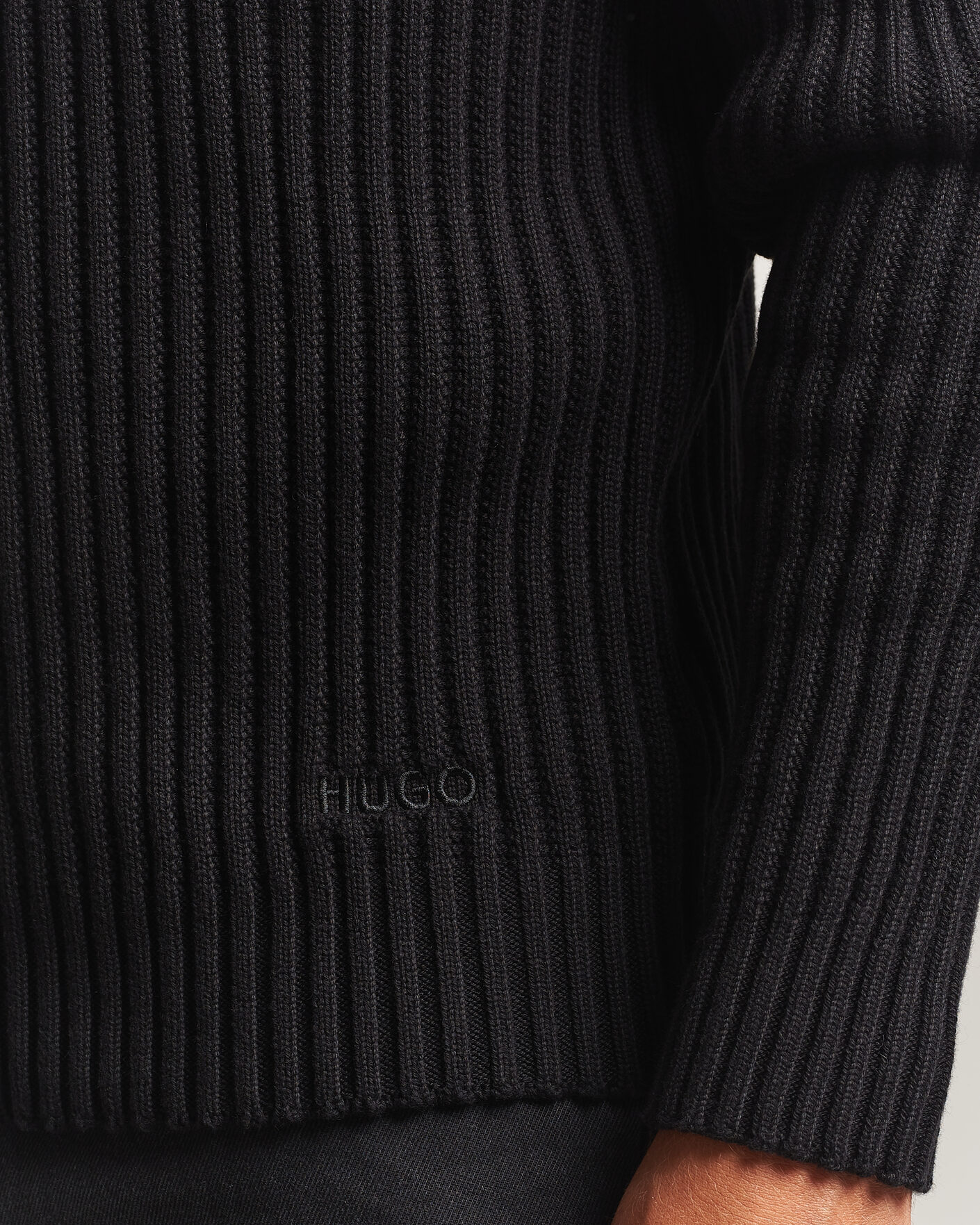 Herren | Pullover | HUGO | Sribban Cotton Knitted Sweater Black