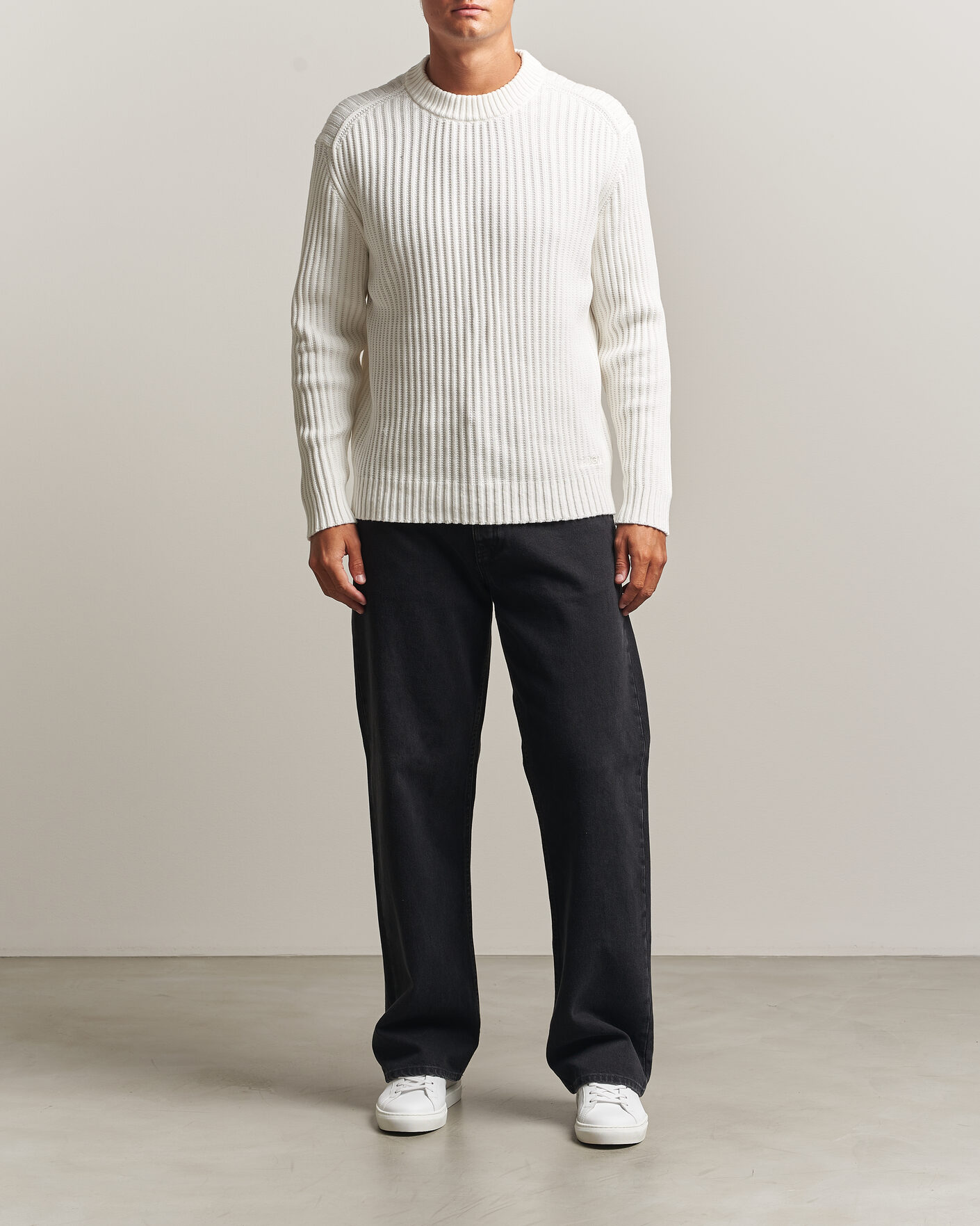Herren | Pullover | HUGO | Sribban Cotton Knitted Sweater Natural