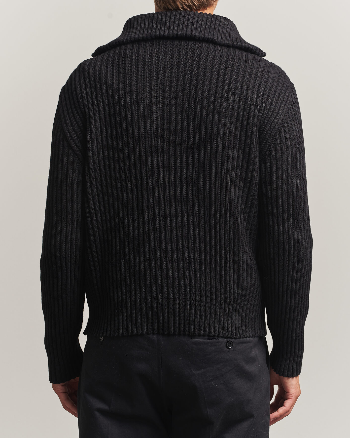 Herren | Pullover | HUGO | Srtithon Cotton Knitted Half Zip Black