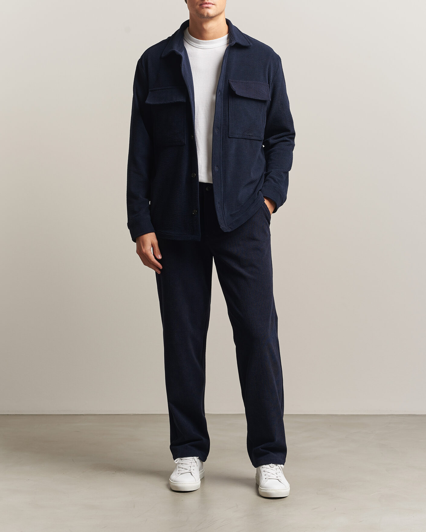 Herren | Hemden | J.Lindeberg | Finnigan Drape Cord Overshirt JL Navy