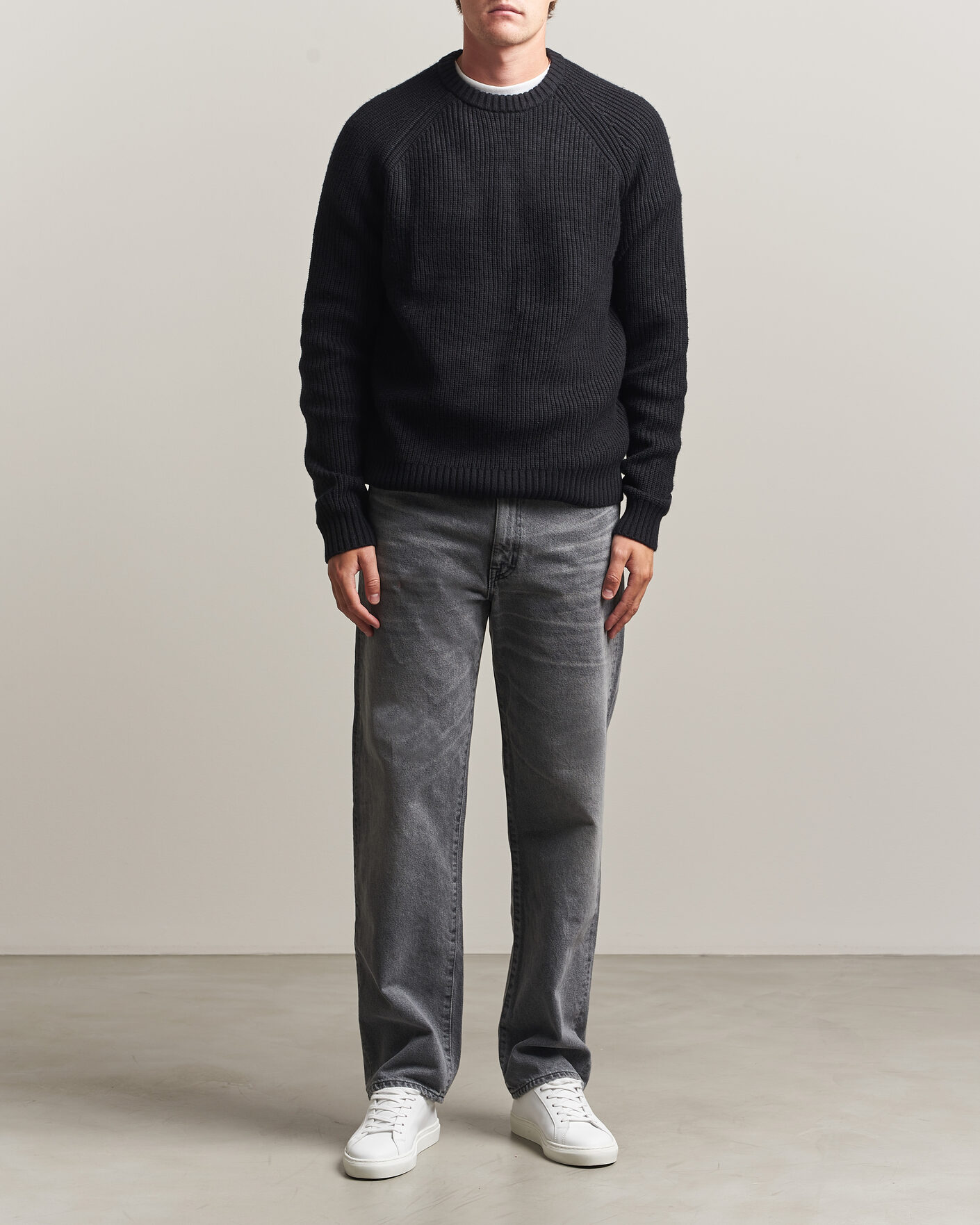 Herren | Pullover | J.Lindeberg | Hallow Wool Blend Knitted Sweater Black