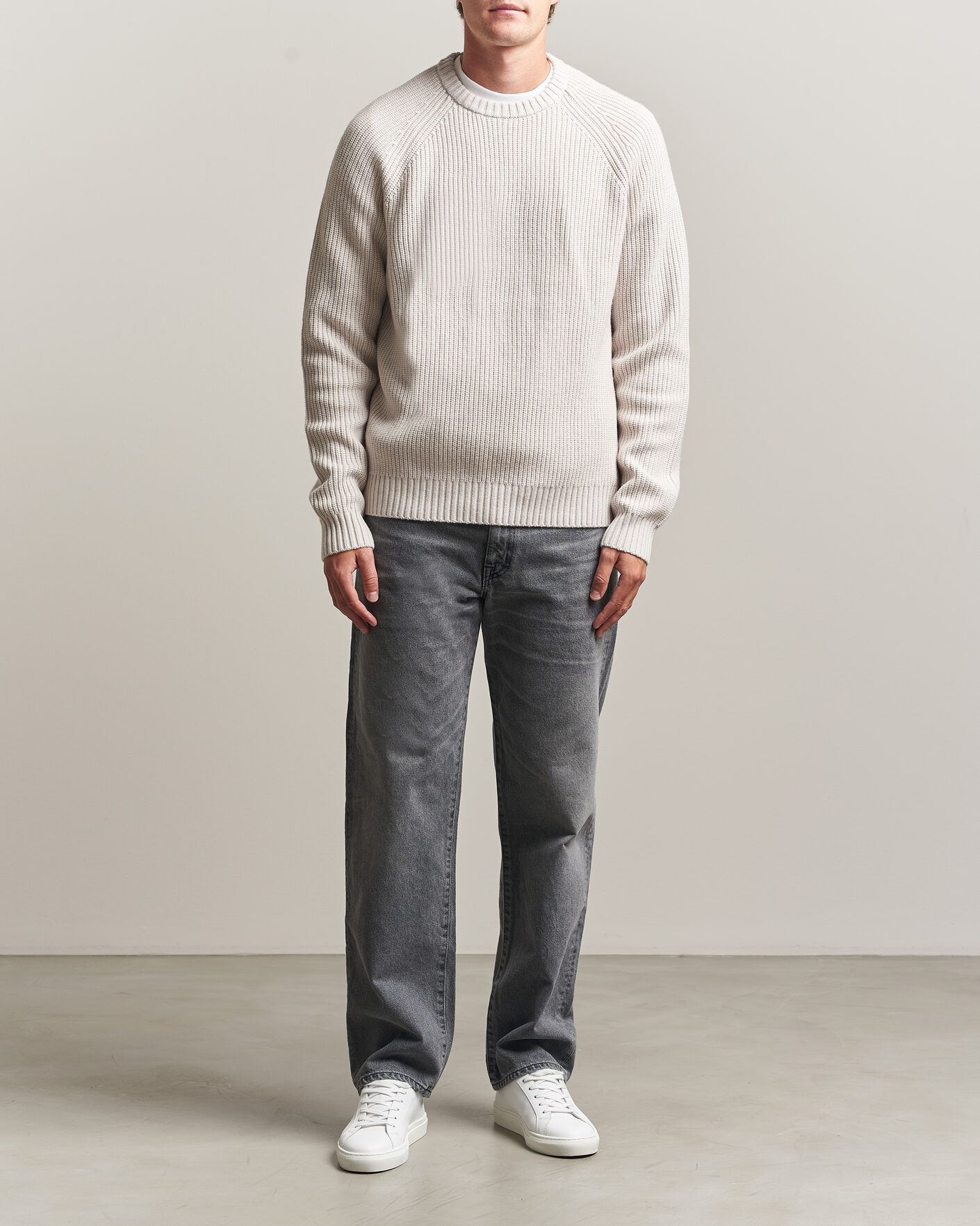 Herren | Pullover | J.Lindeberg | Hallow Wool Blend Knitted Sweater Moonbeam