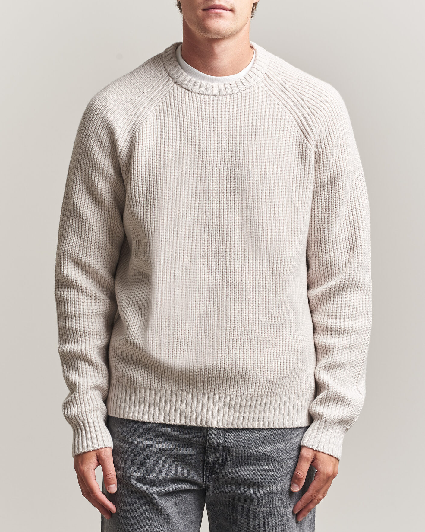 Herren | Pullover | J.Lindeberg | Hallow Wool Blend Knitted Sweater Moonbeam