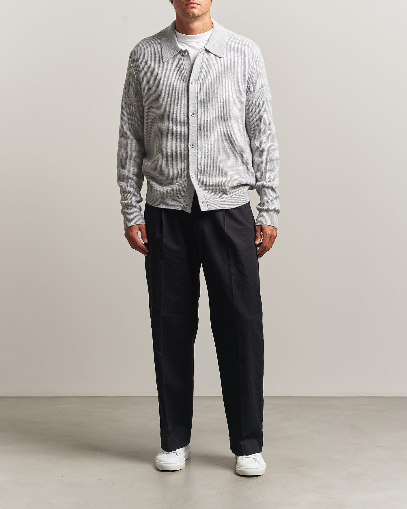 Herren | Pullover | J.Lindeberg | Willem Knitted Cardigan Light Grey Melange