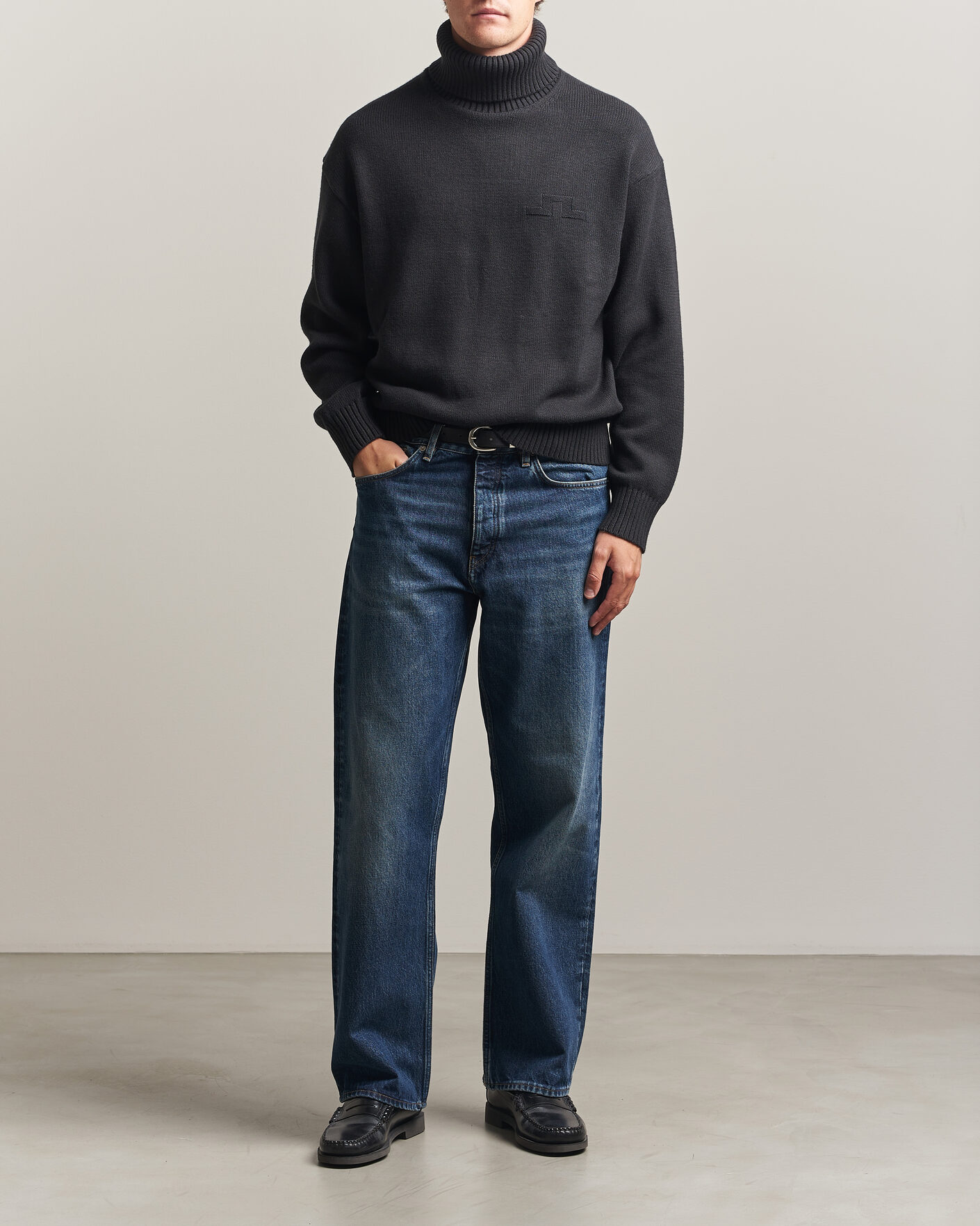 Herren | Pullover | J.Lindeberg | Eddy Wool/Cotton Knitted Turtleneck Black