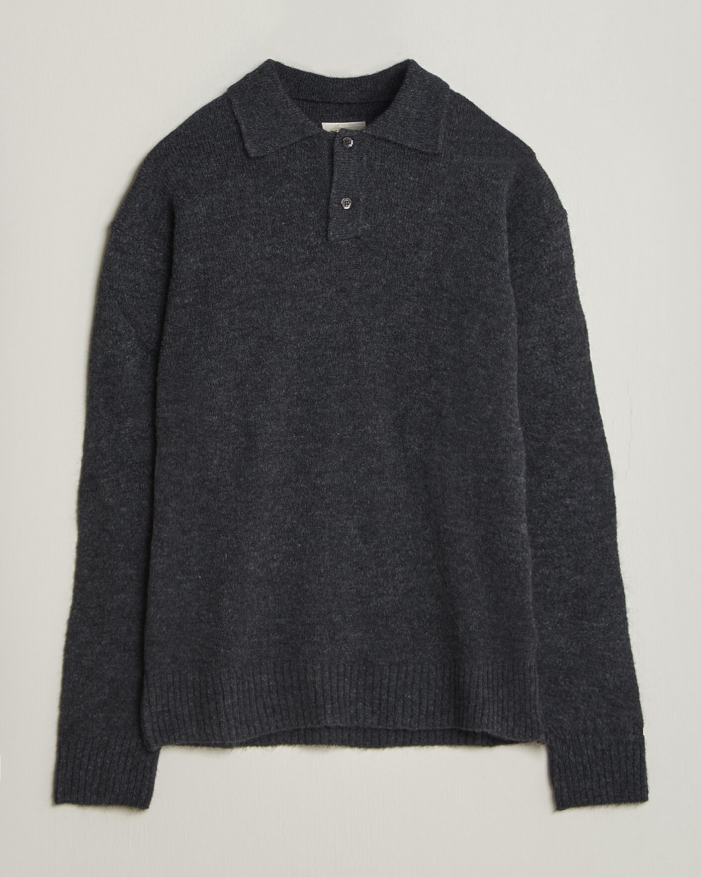 Herren | Pullover | Forét | Alpine Polo Knit Dark Grey Melange