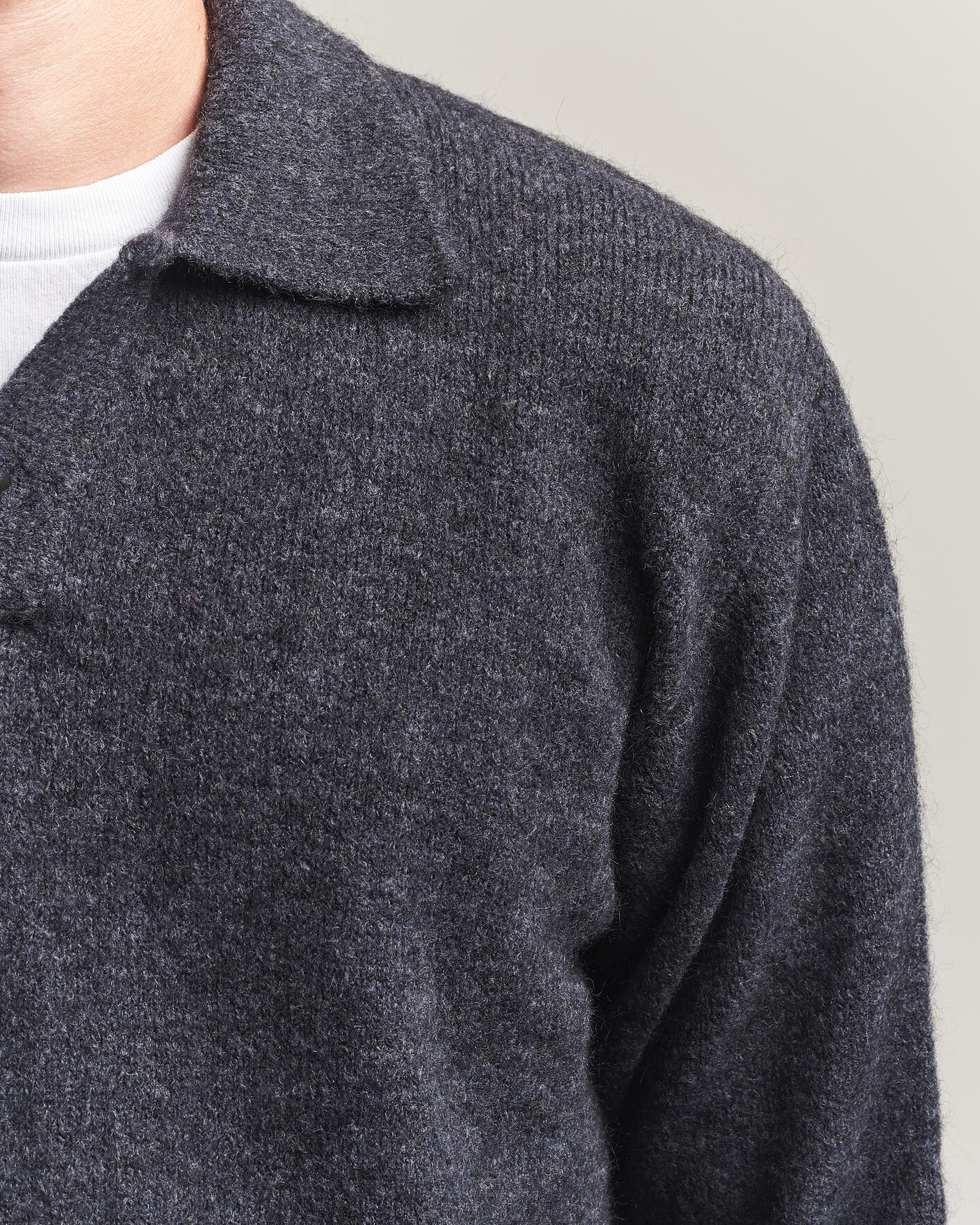 Herren | Pullover | Forét | Alpine Polo Knit Dark Grey Melange