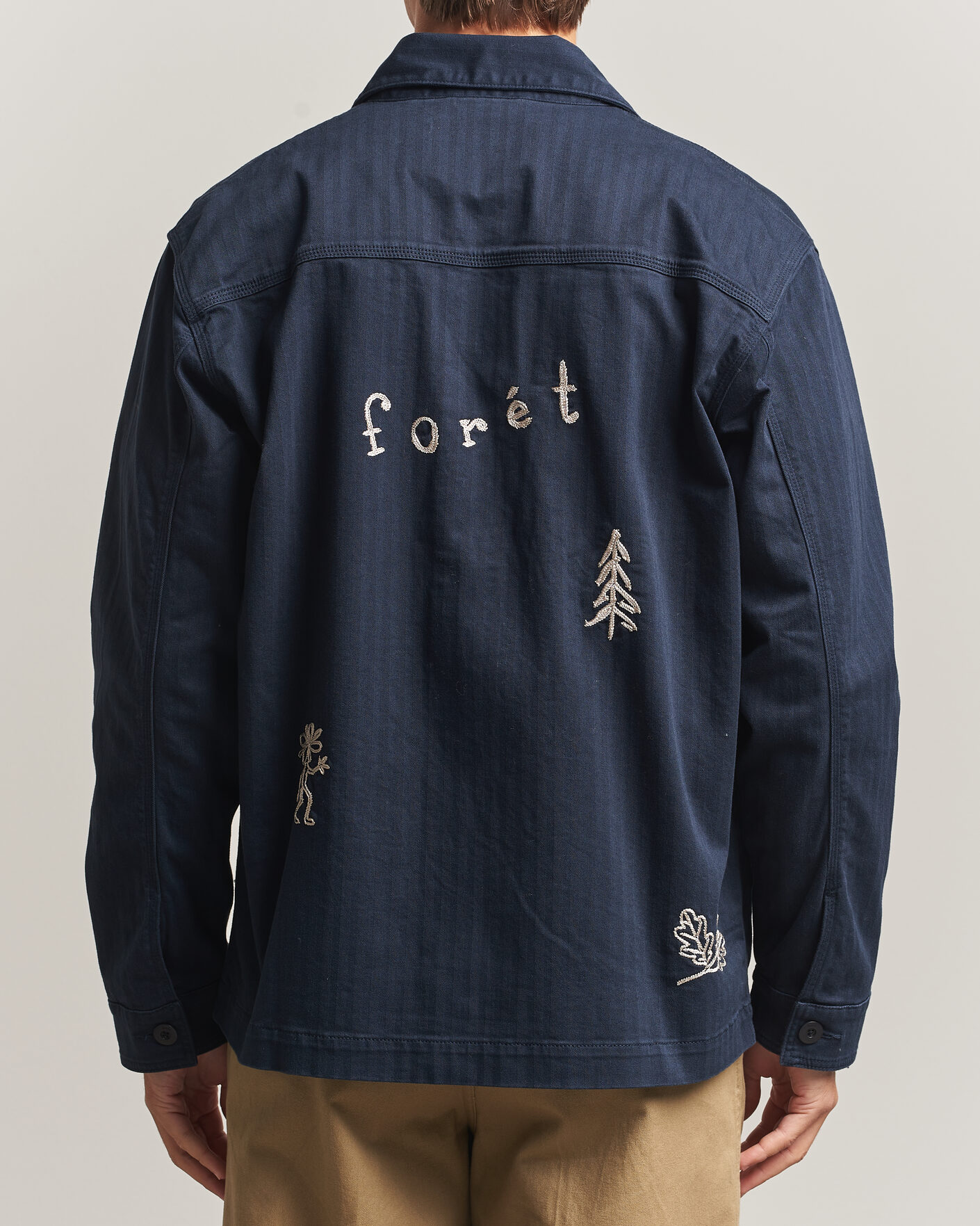 Herren | Hemden | Forét | Berry Herringbone Embroidery Overshirt Navy