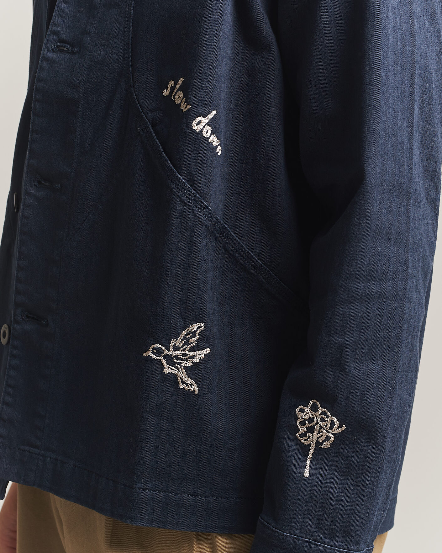 Herren | Hemden | Forét | Berry Herringbone Embroidery Overshirt Navy