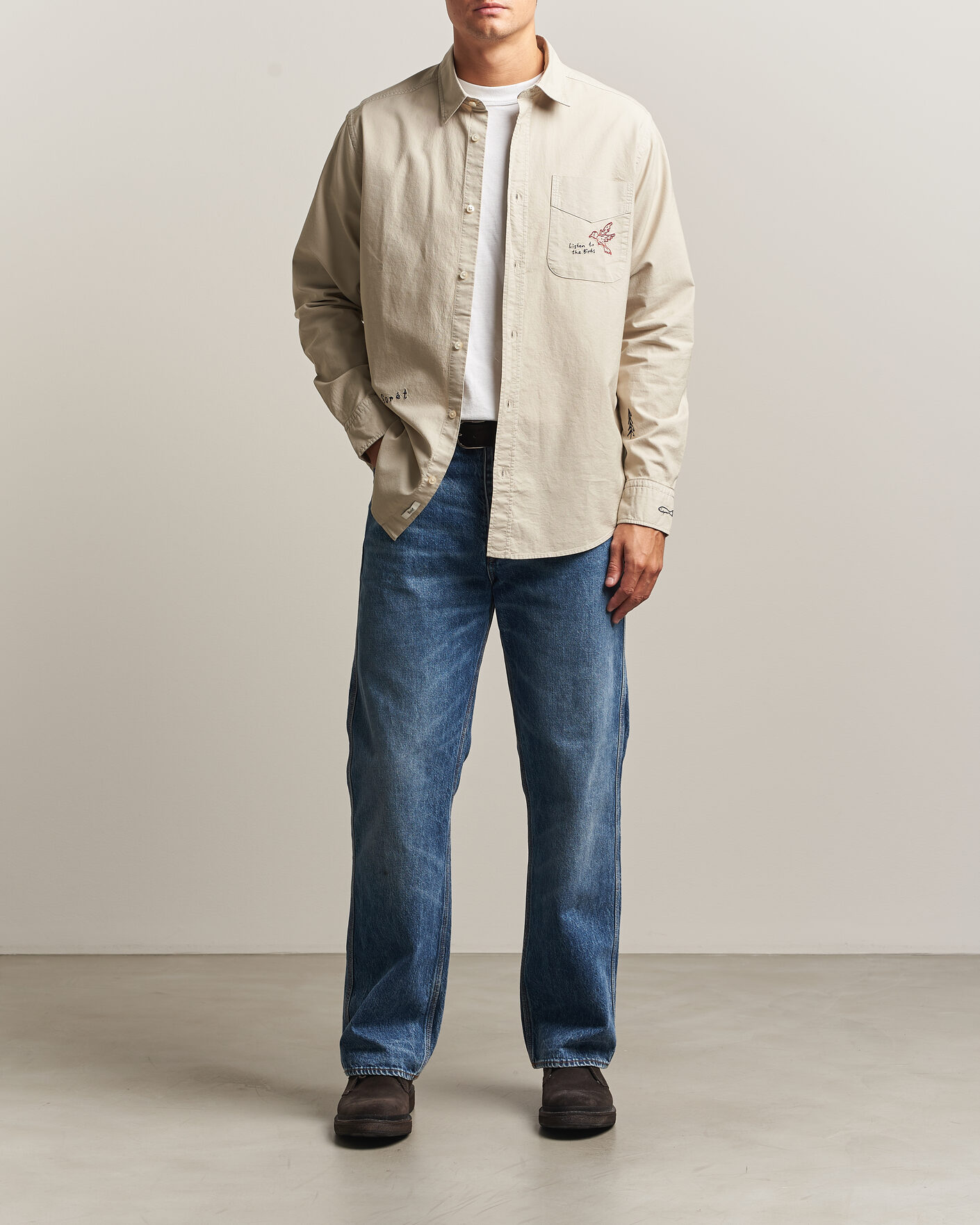 Herren | Hemden | Forét | Maple Embroidery Oxford Shirt Oat