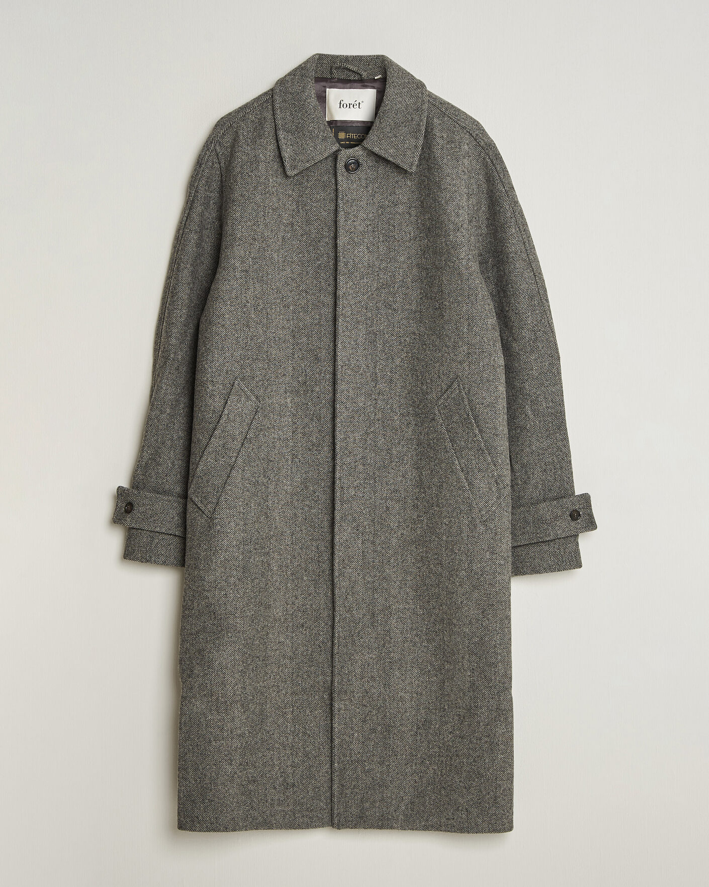 Herren | Jacken | Forét | Pine Wool Coat Grey Herringbone