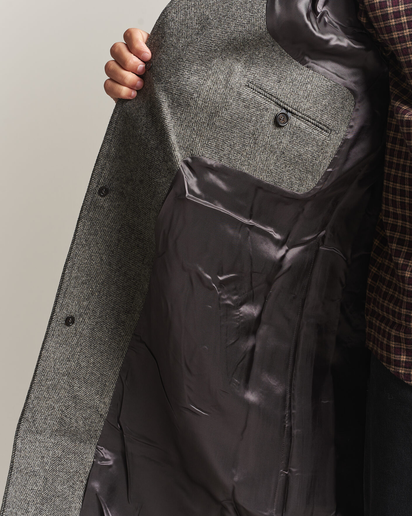 Herren | Jacken | Forét | Pine Wool Coat Grey Herringbone
