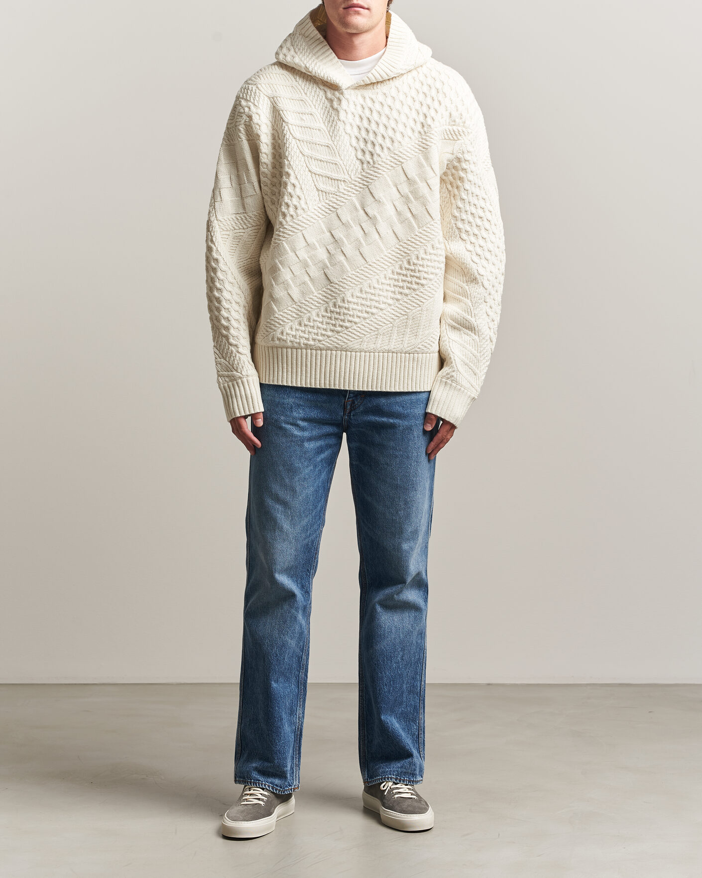 Herren | Pullover | J.Lindeberg | Savio Cable Knitted Hoodie Tofu