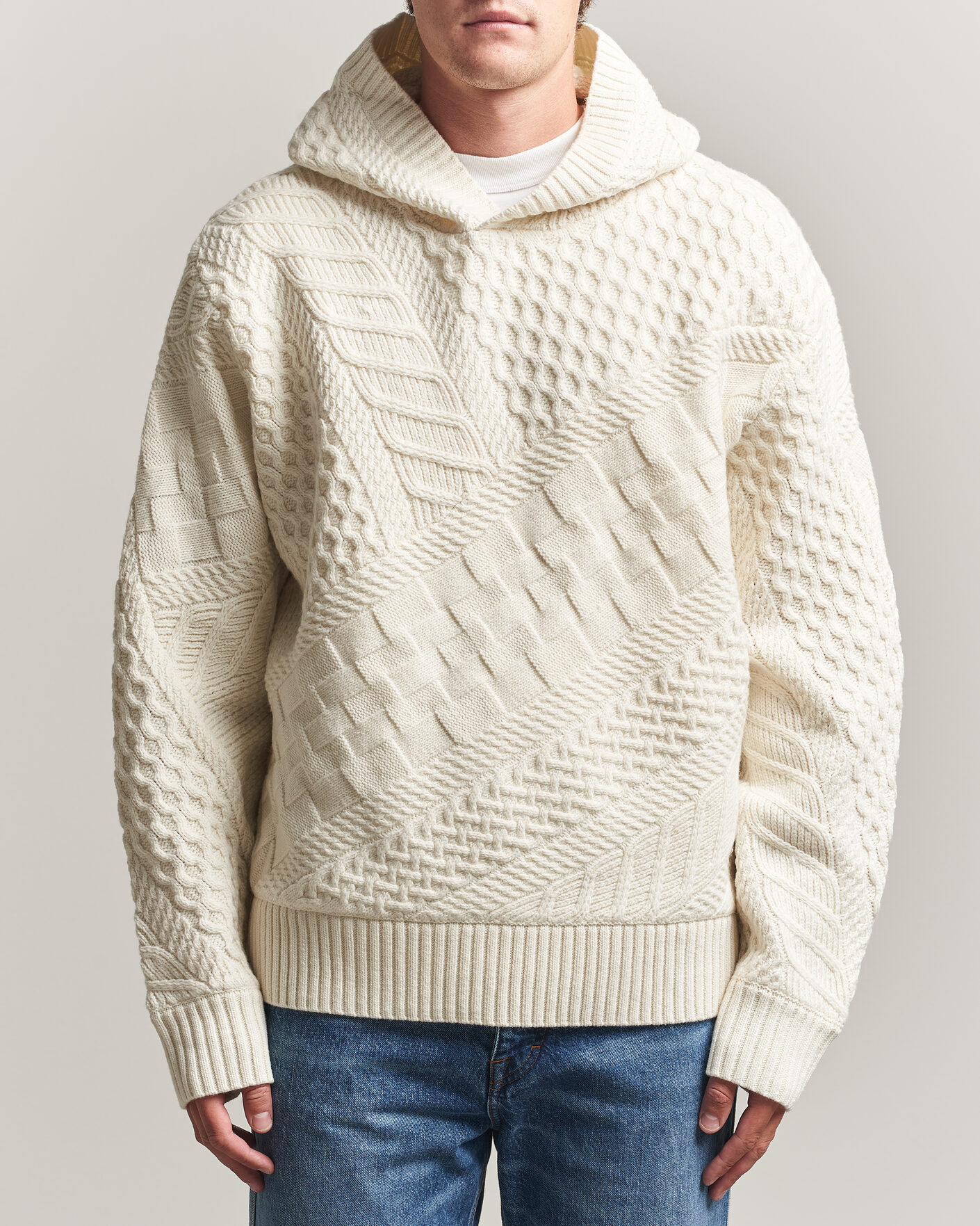 Herren | Pullover | J.Lindeberg | Savio Cable Knitted Hoodie Tofu