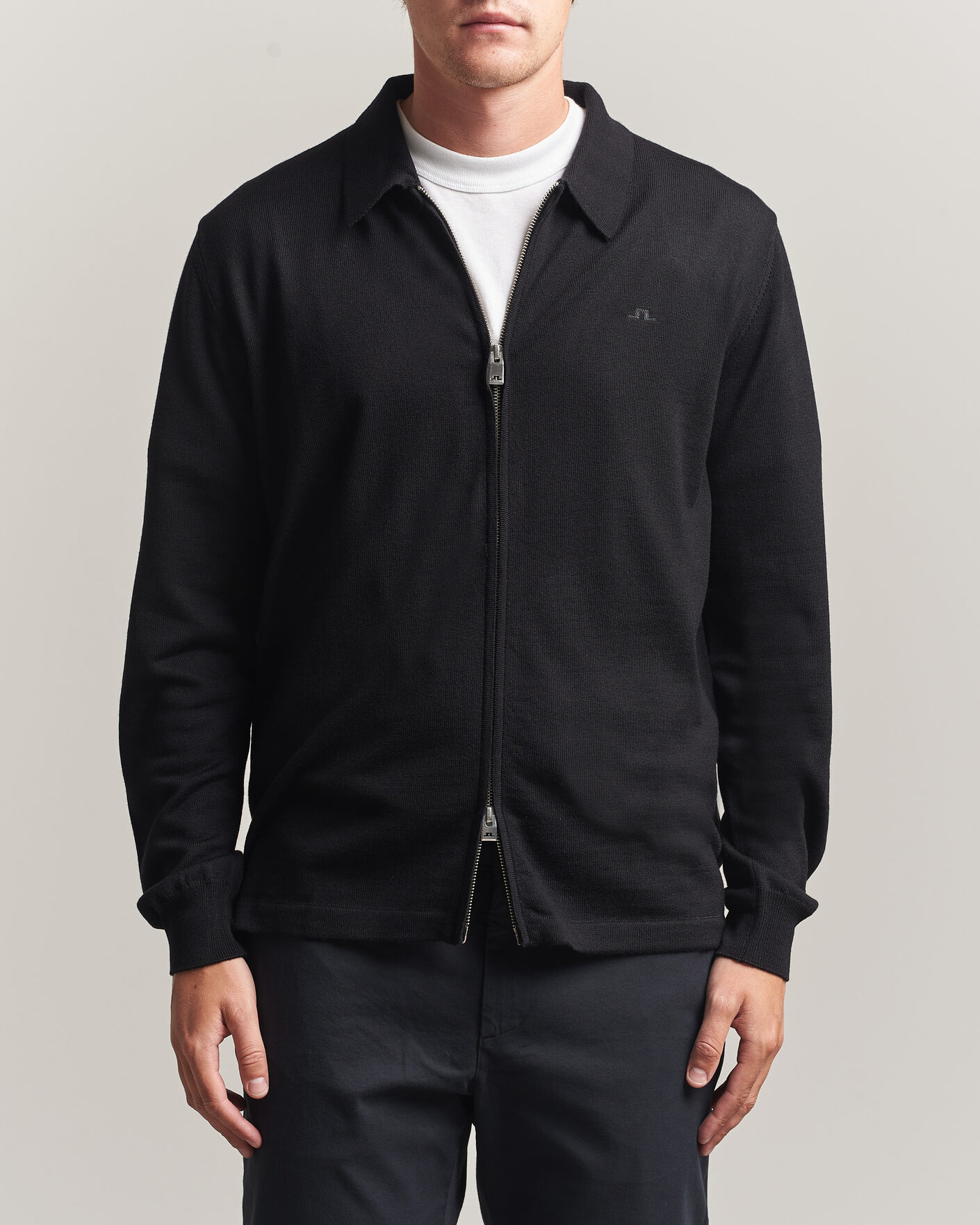 Herren | Pullover | J.Lindeberg | Kaleb Merino Full Zip Black