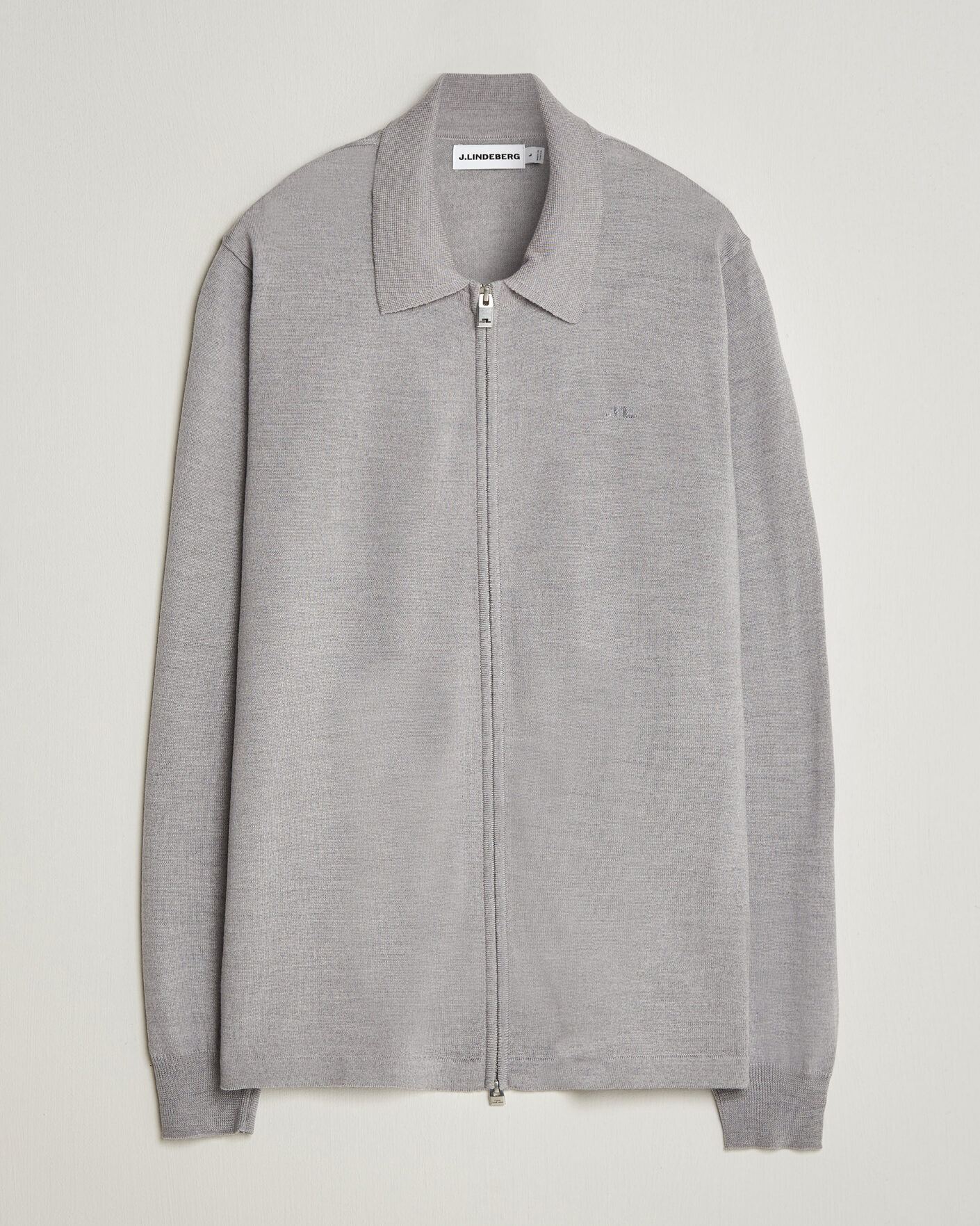 Herren | Pullover | J.Lindeberg | Kaleb Merino Full Zip Light Grey Melange