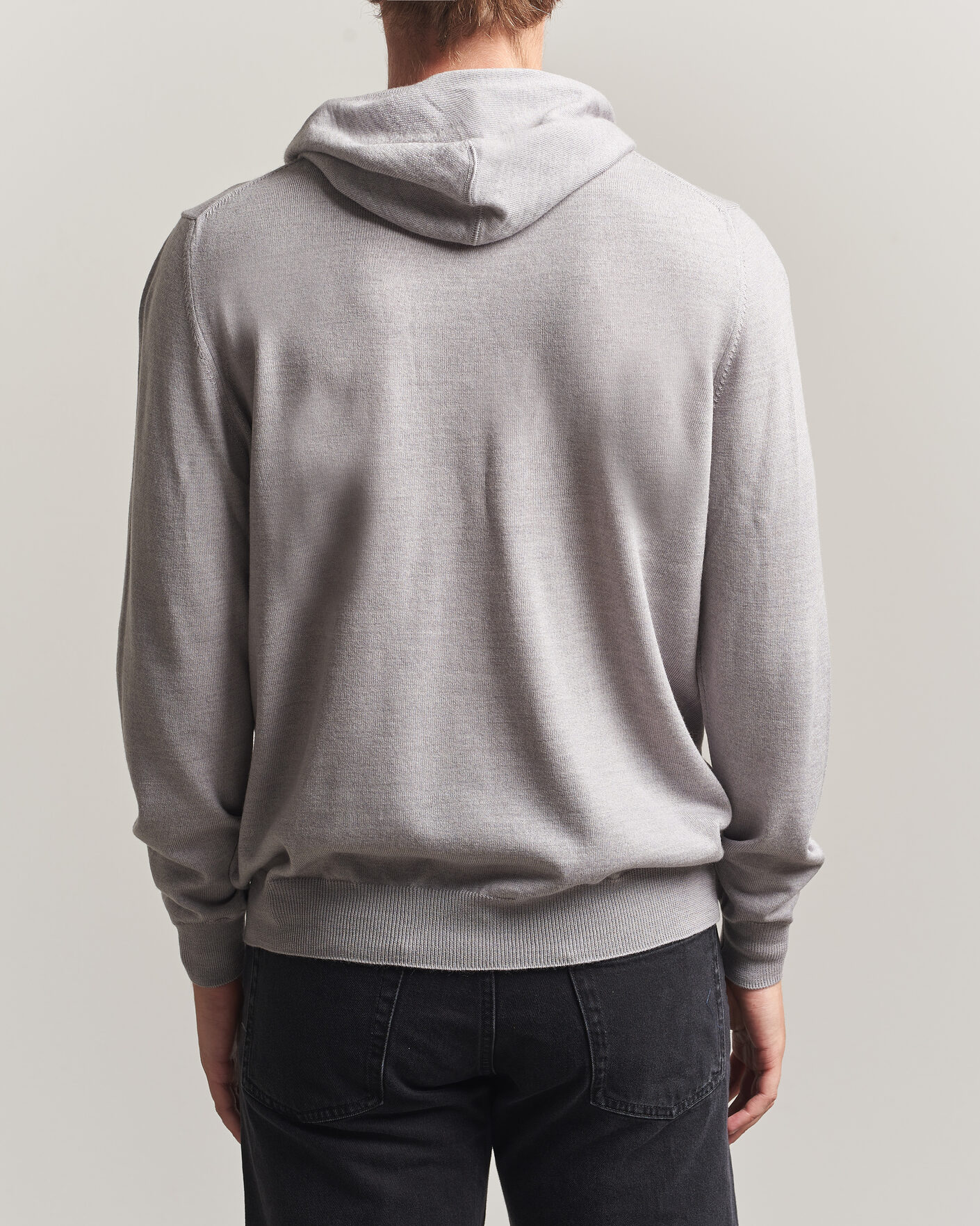 Herren | Pullover | J.Lindeberg | Karl Merino Hoodie Light Grey Melange