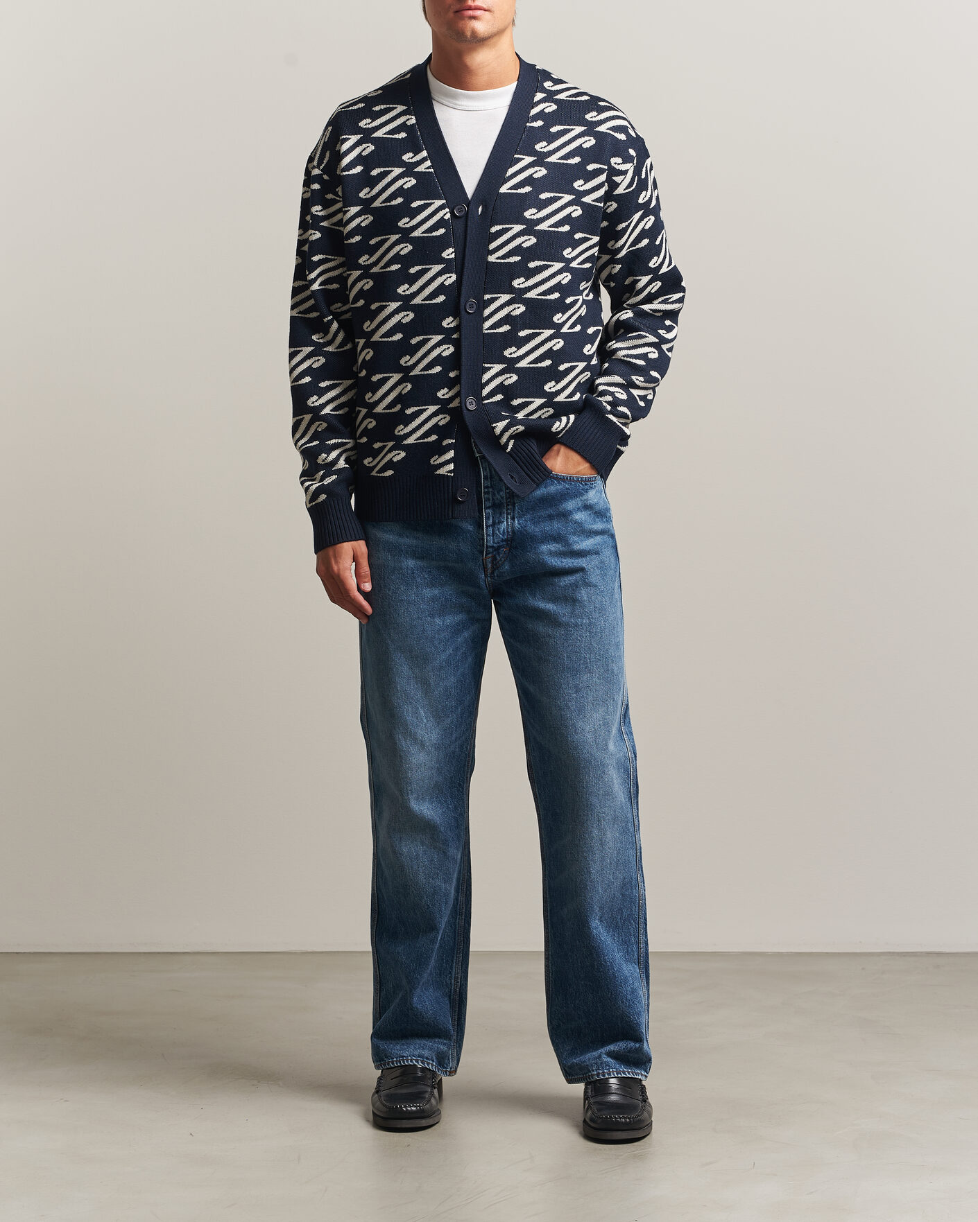 Herren | Pullover | J.Lindeberg | Denny Jacquard Cardigan JL Navy