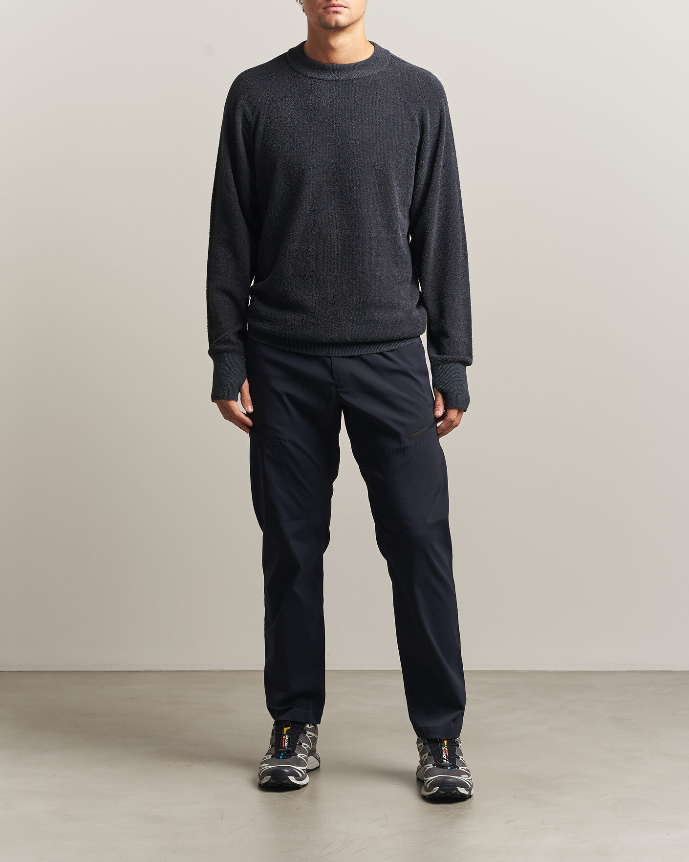 Herren | Pullover | Goldwin | Mesh Pile Crew Neck Wolf Gray