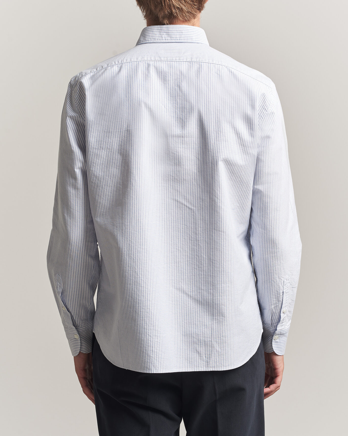 Herren | Hemden | Grigio | Oxford Button Down Shirt Light Blue Stripe