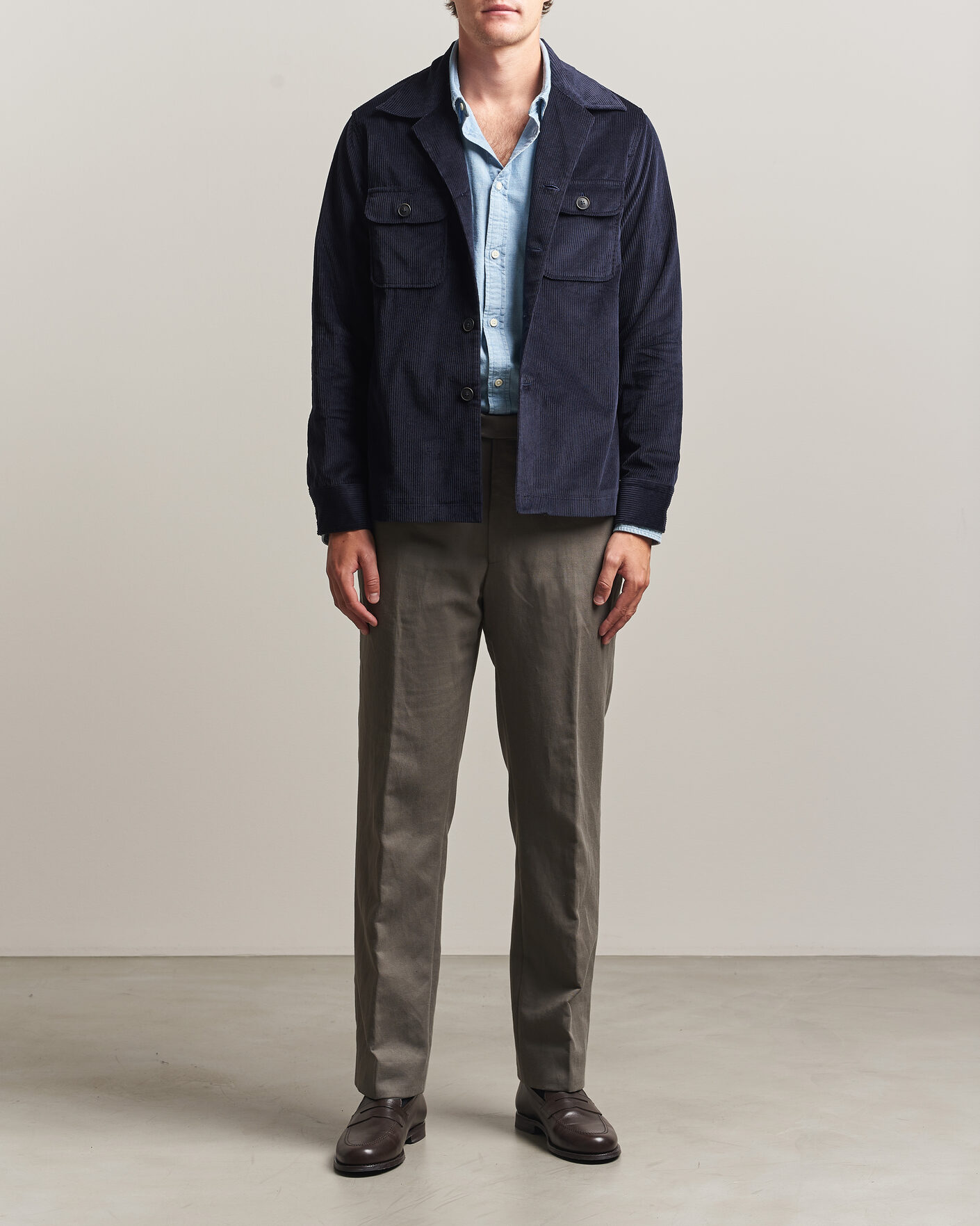 Herren | Hemden | Grigio | Corduroy Overshirt Navy