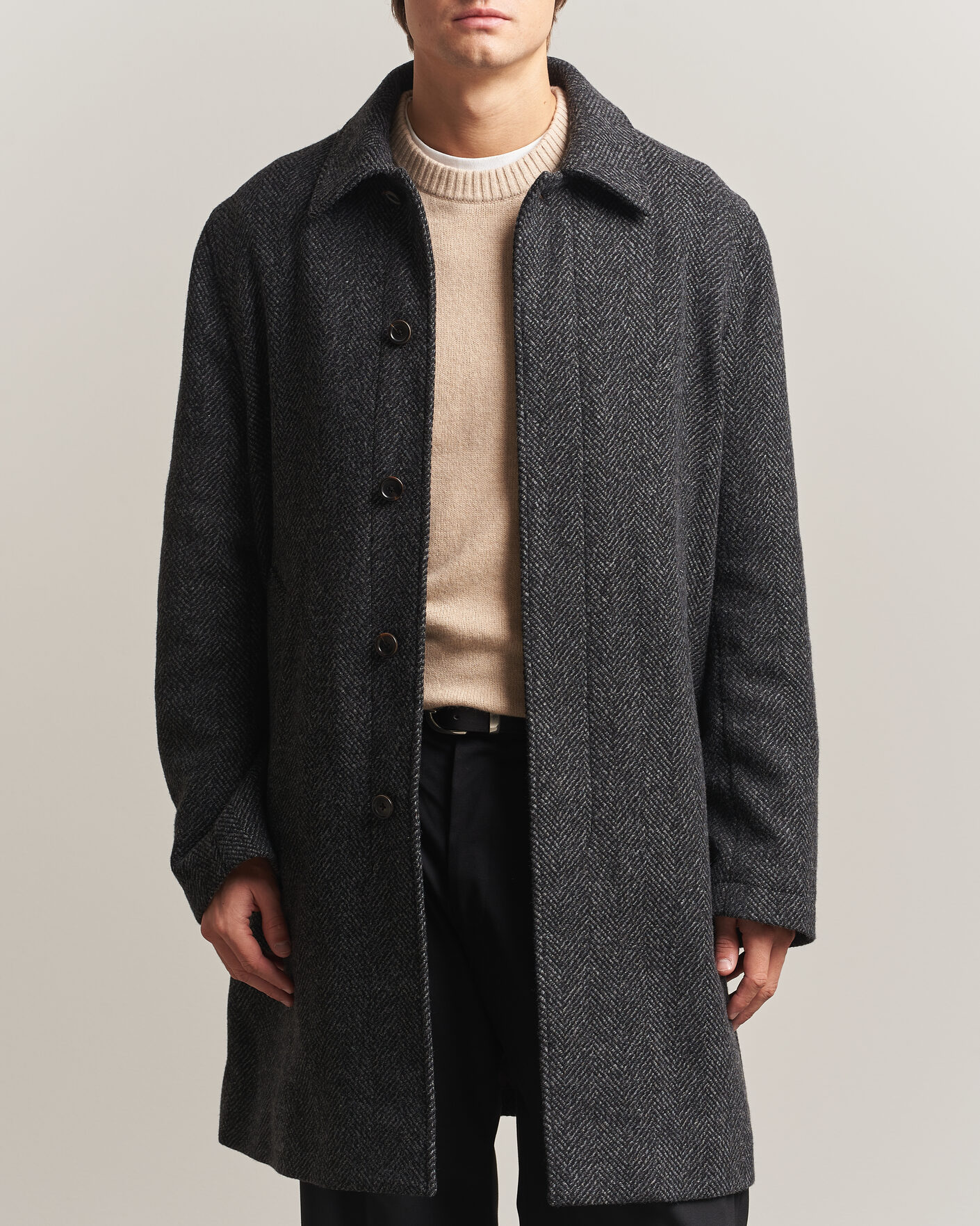 Herren | Jacken | PS Paul Smith | Wool Herringbone Coat Black