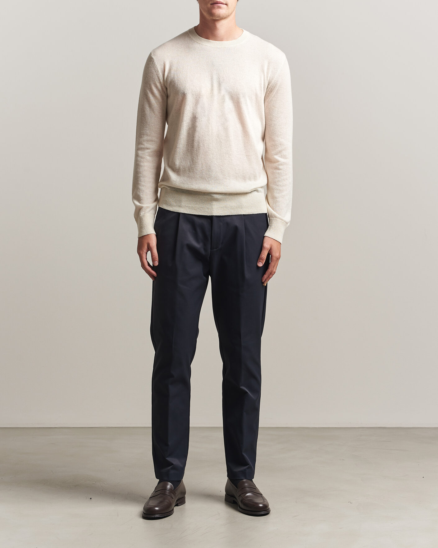 Herren | Hosen | Herno | Pleated Technical Cotton Trousers Navy