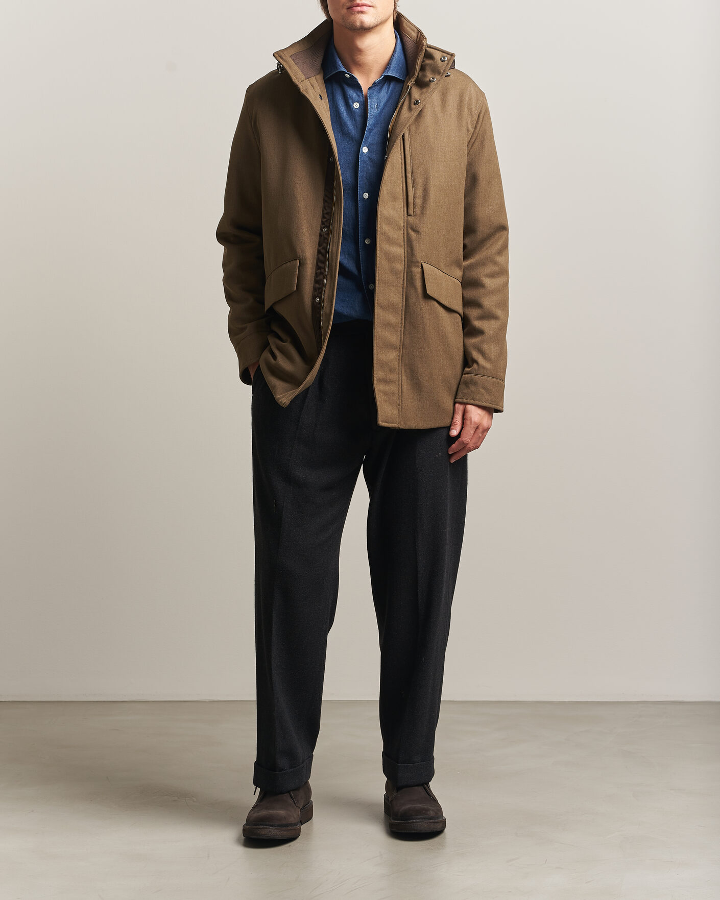 Herren | Jacken | Incotex | Water Repellent Rain Caban Country Green