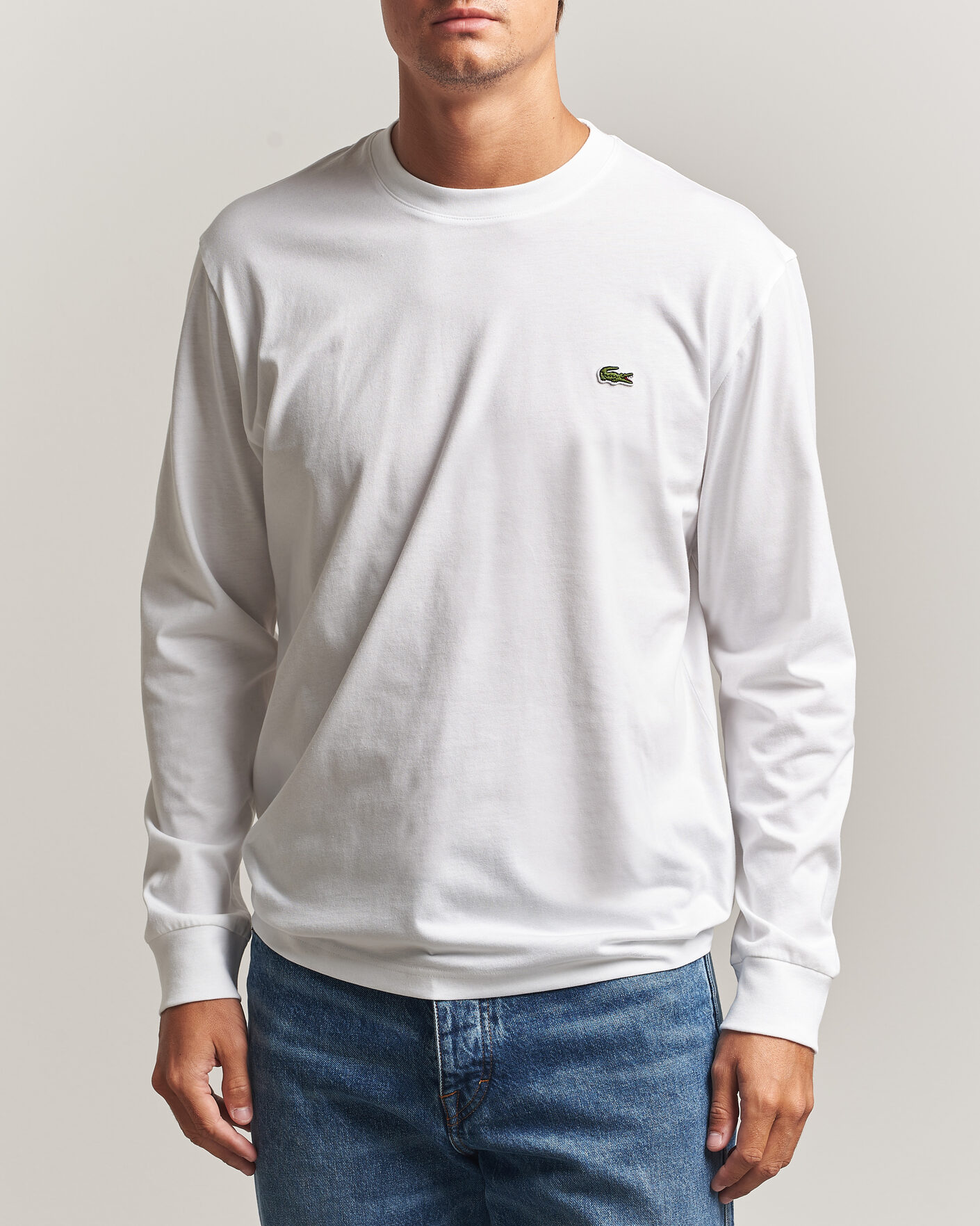 Herren | T-Shirts | Lacoste | Crew Neck Long Sleeve T-Shirt White