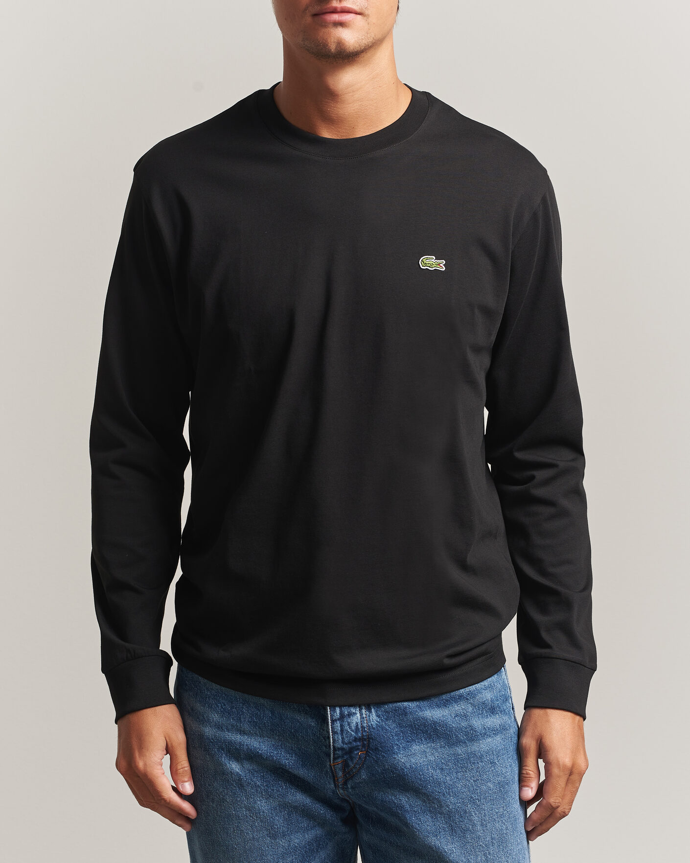Herren | T-Shirts | Lacoste | Crew Neck Long Sleeve T-Shirt Black