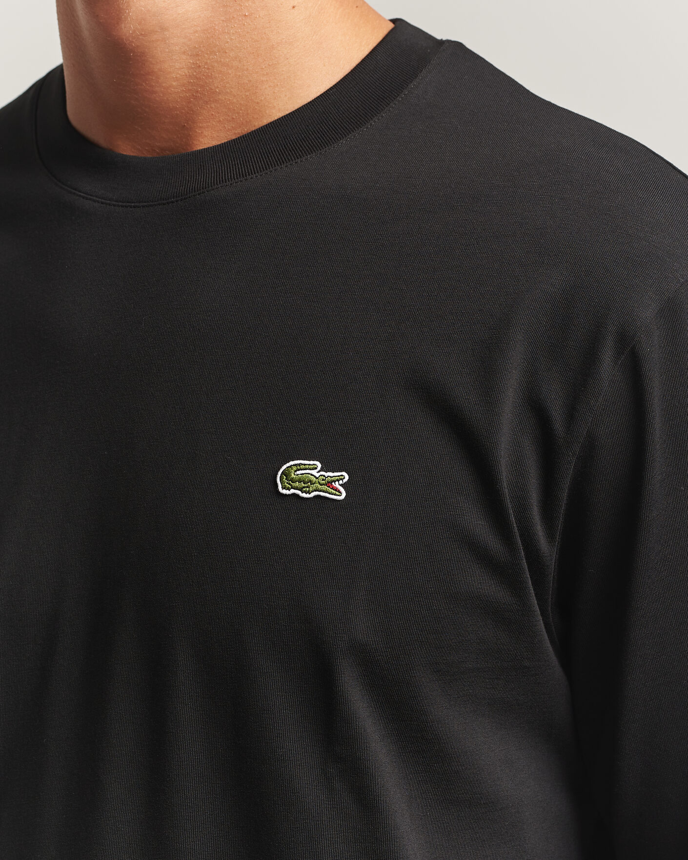 Herren | T-Shirts | Lacoste | Crew Neck Long Sleeve T-Shirt Black