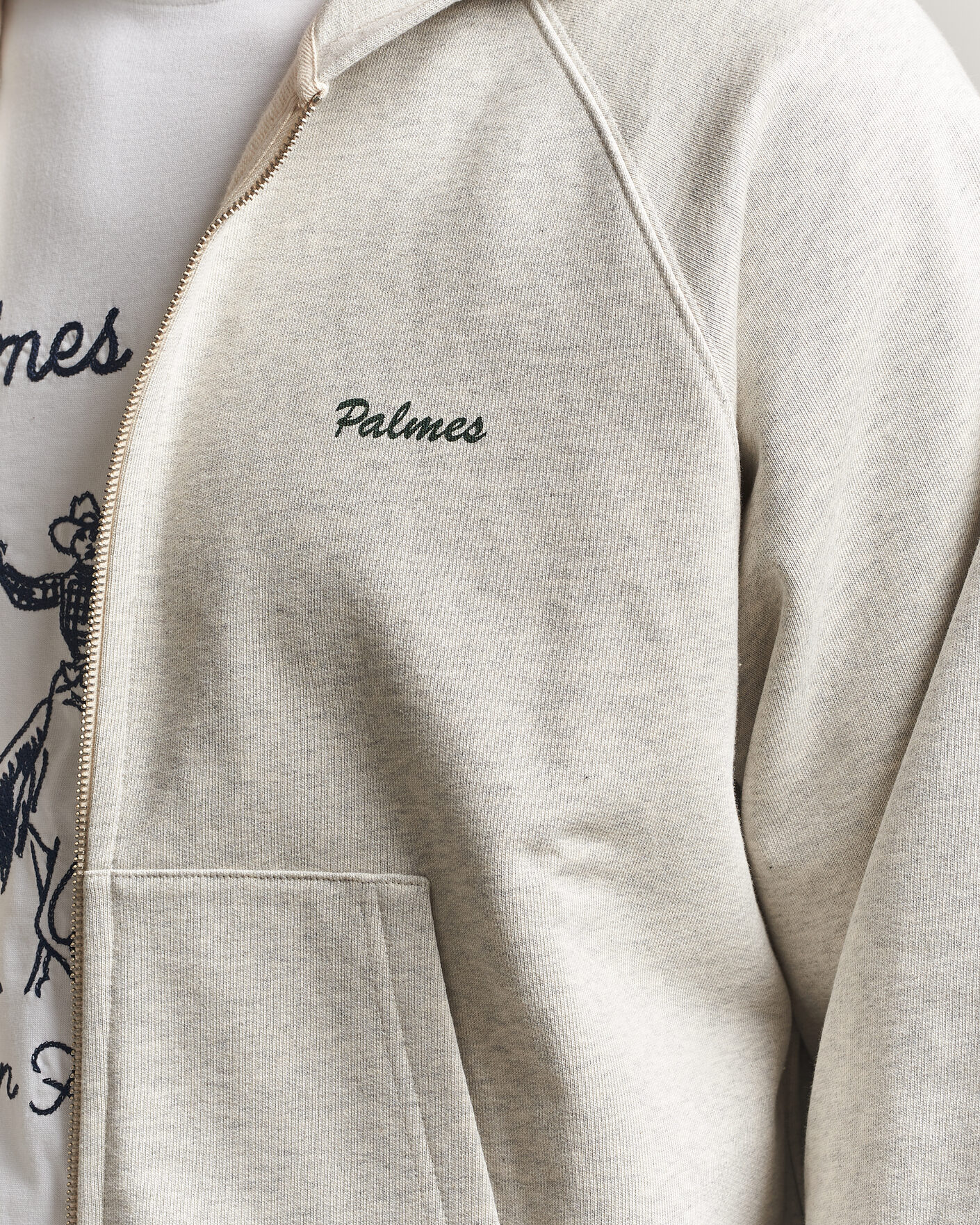 Herren | Pullover | Palmes | Logo Zip Hoodie Grey Melange
