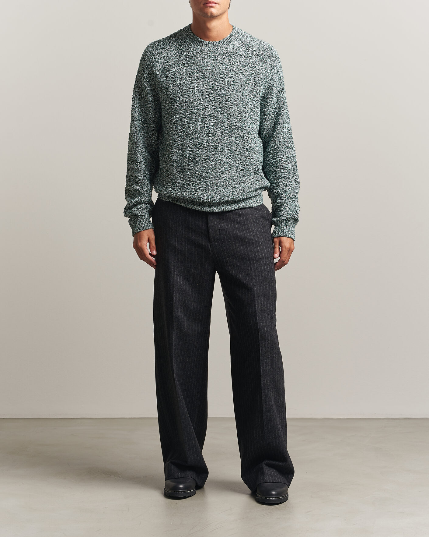 Herren | Pullover | Palmes | Knitted Crew Neck Sweater Green Melange