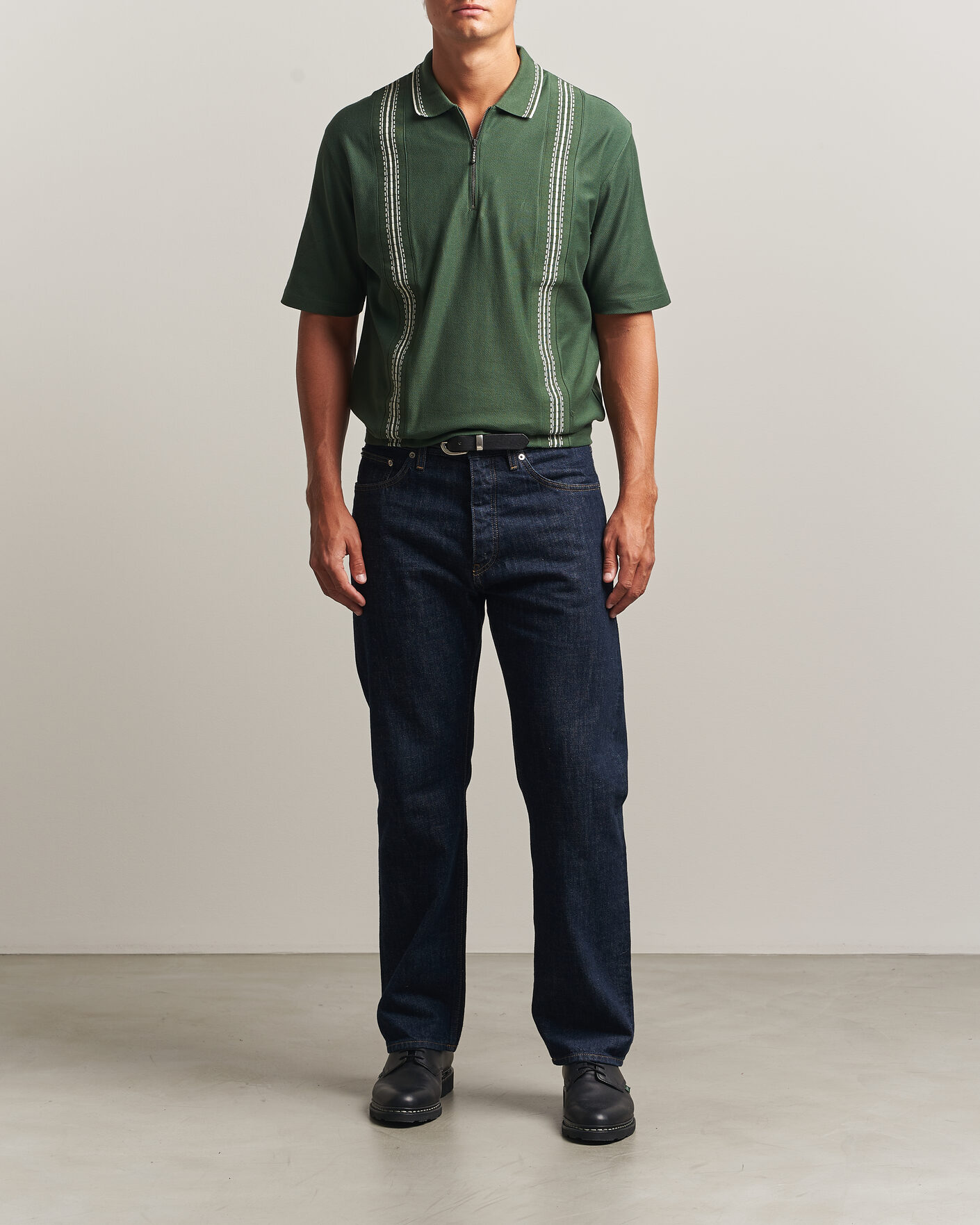 Herren | Poloshirts | Palmes | Panel Zip Polo Green
