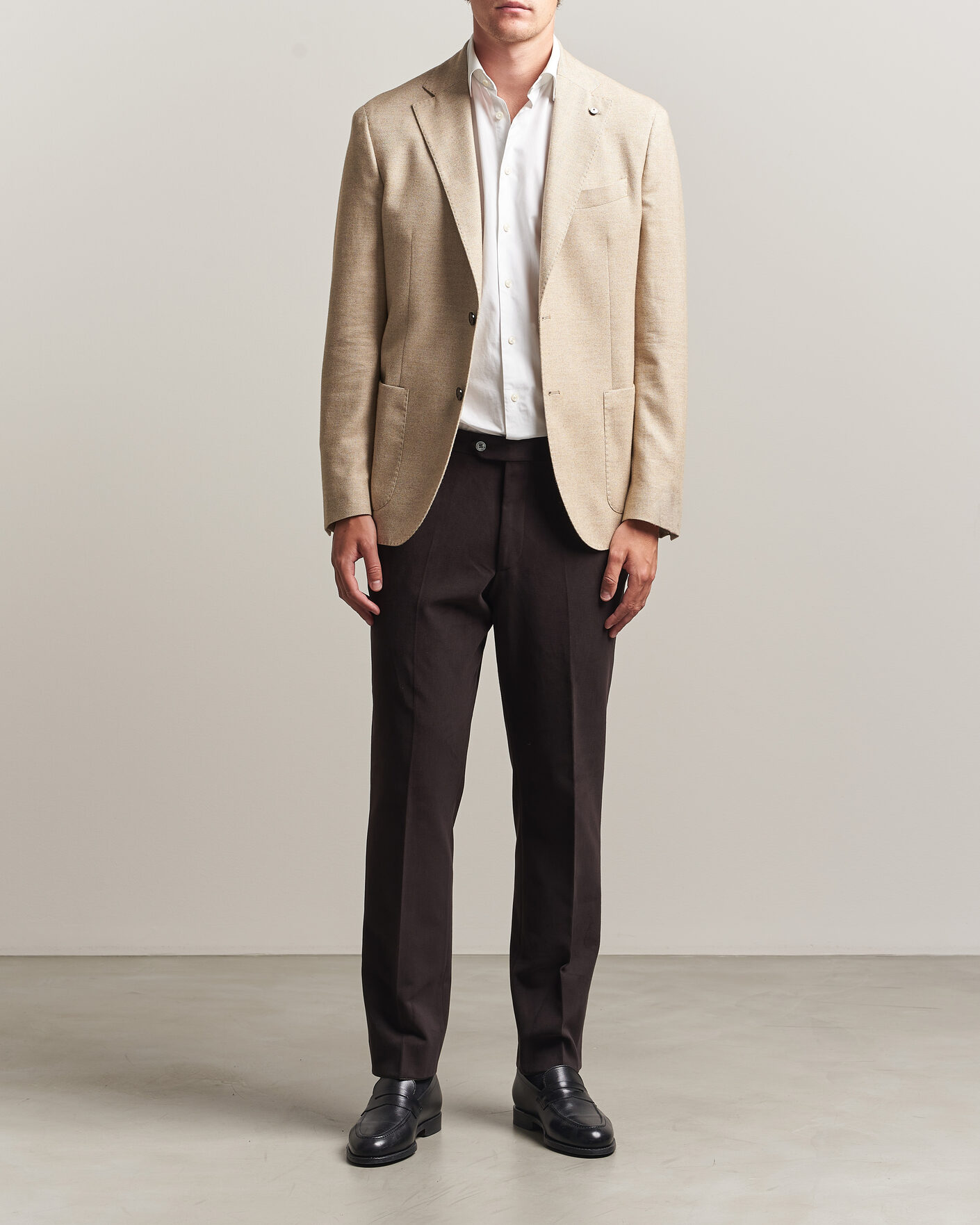 Herren | Sakkos | L.B.M. 1911 | Jack Cotton Herringbone Blazer Beige