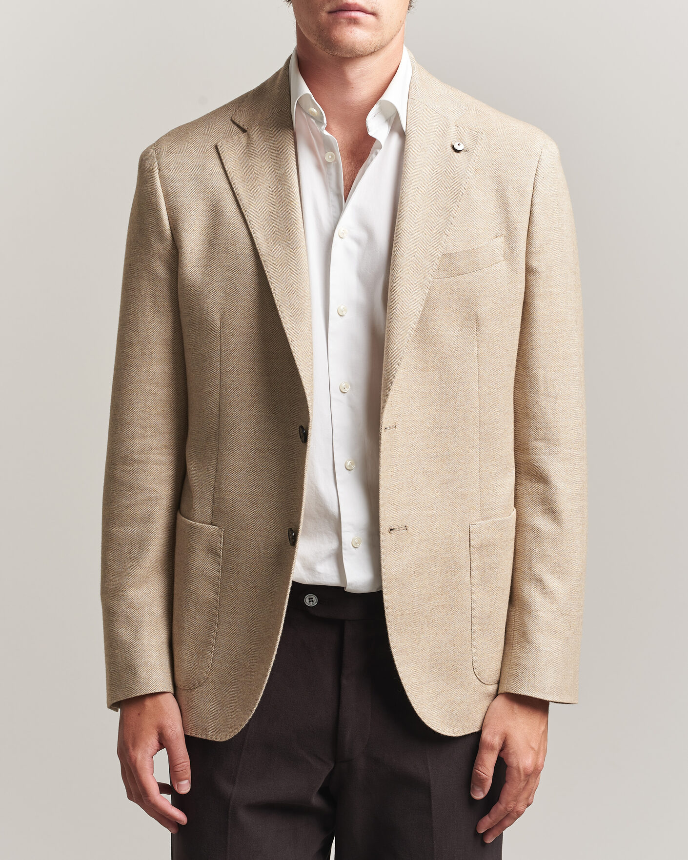 Herren | Sakkos | L.B.M. 1911 | Jack Cotton Herringbone Blazer Beige