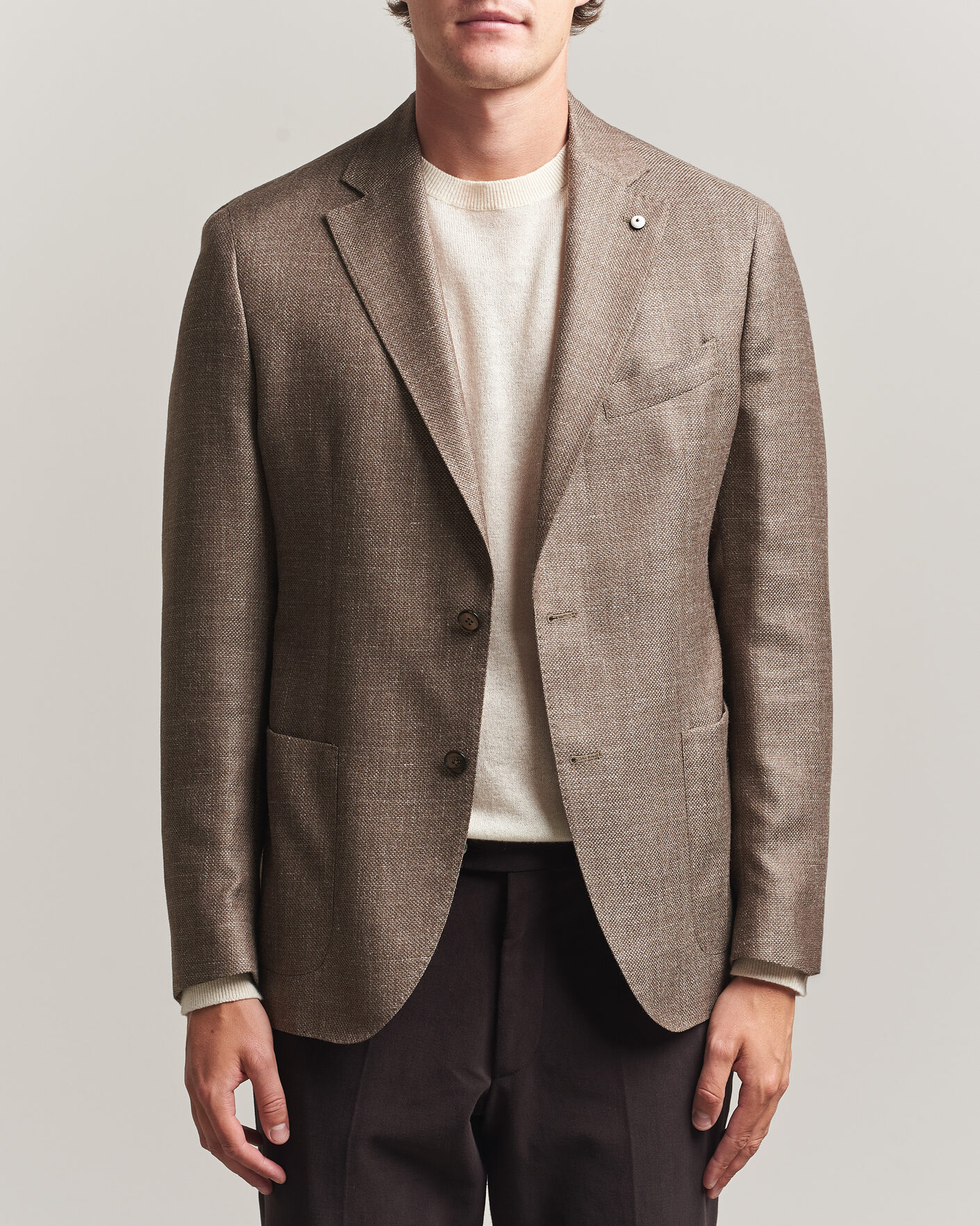 Herren | Sakkos | L.B.M. 1911 | Jack Wool/Silk Hopsack Blazer Brown