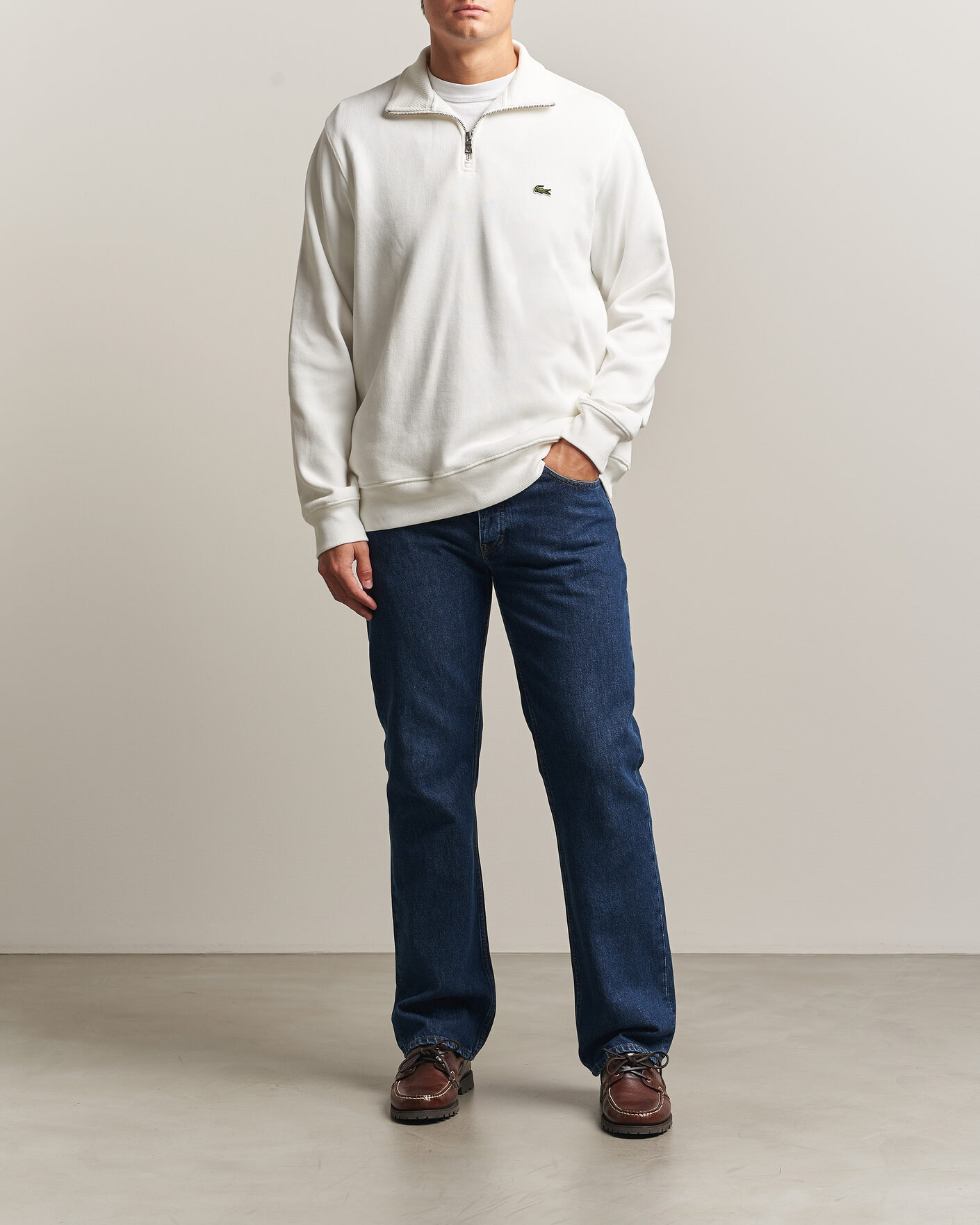 Herren | Pullover | Lacoste | Rib Interlock Half Zip Flour