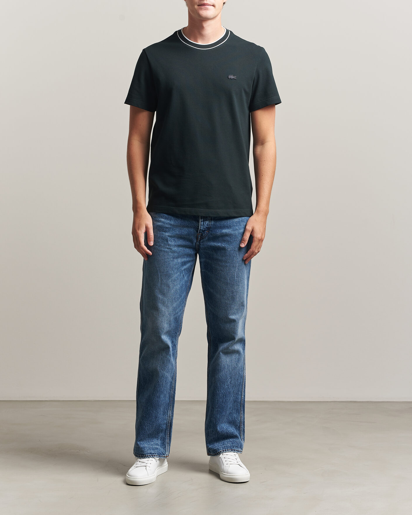 Herren | T-Shirts | Lacoste | Contrast Rib Piqué T-Shirt Dark Varech