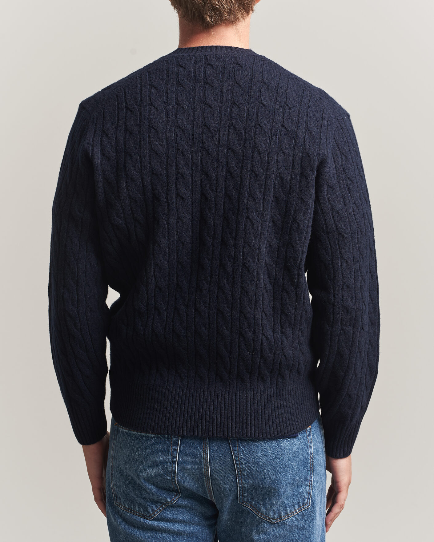 Herren | Pullover | Lacoste | Carded Wool Cable Crew Neck Navy Blue