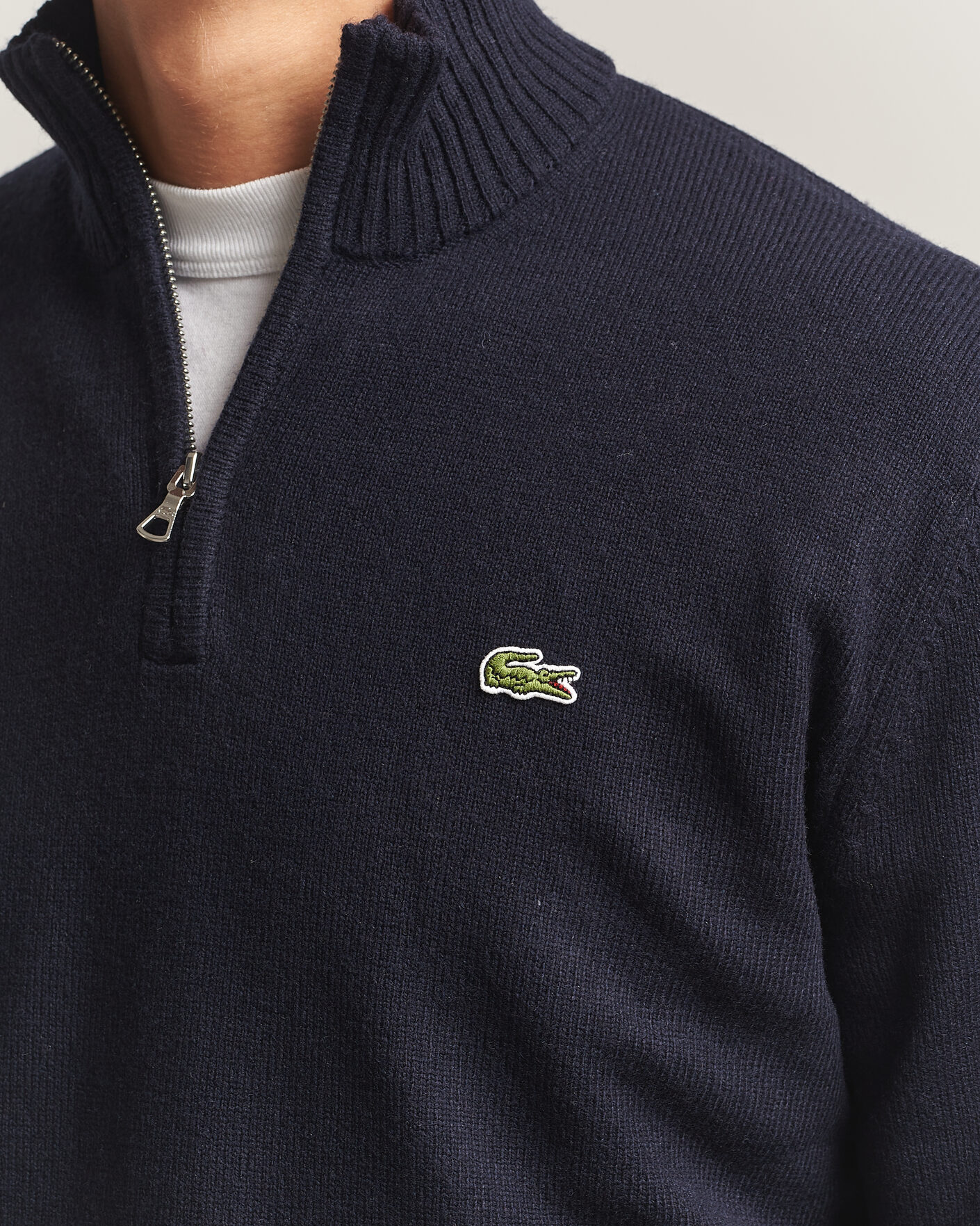 Herren | Pullover | Lacoste | Carded Wool Half Zip Navy Blue