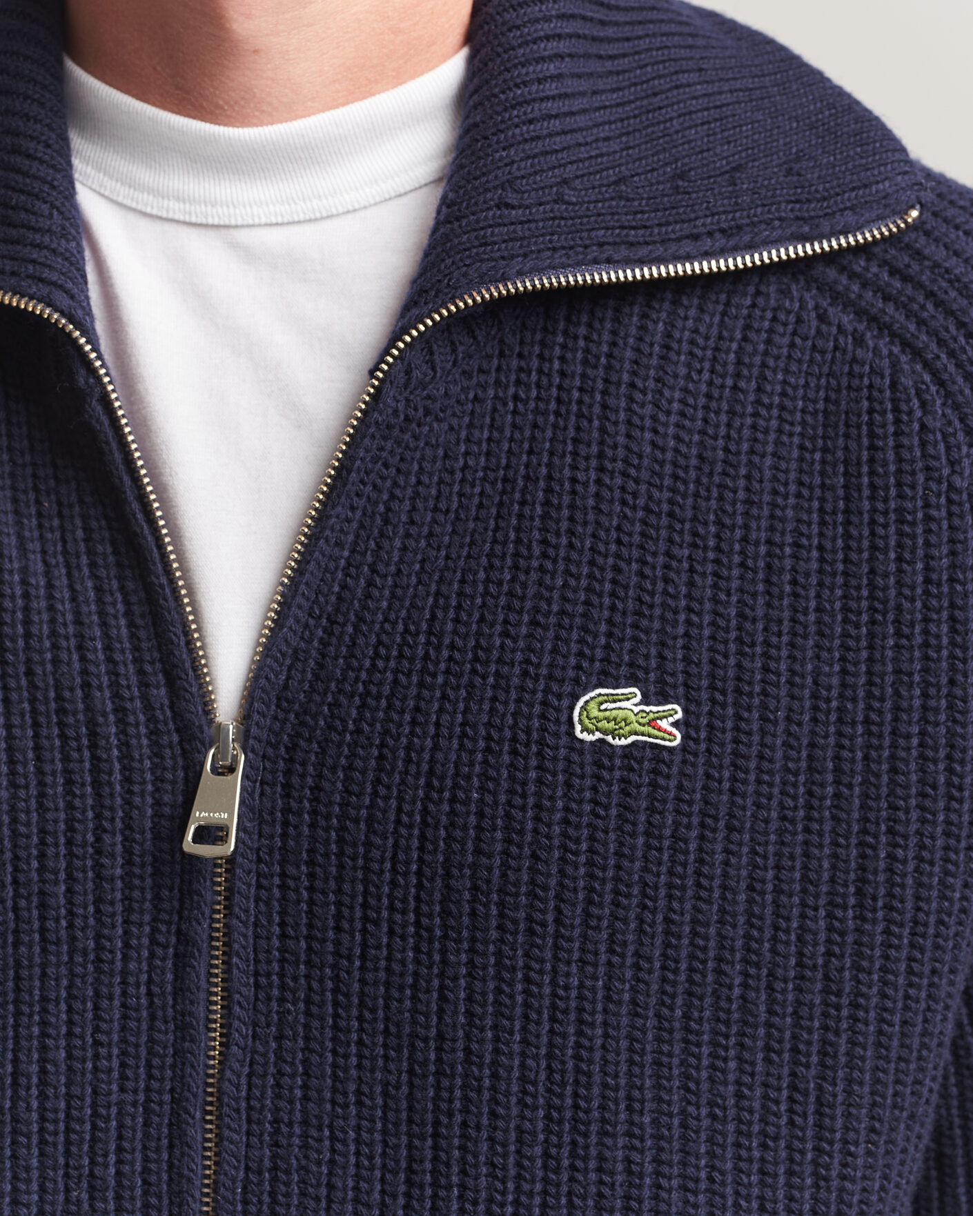 Herren | Pullover | Lacoste | Heavy Wool Knitted Full Zip Navy Blue