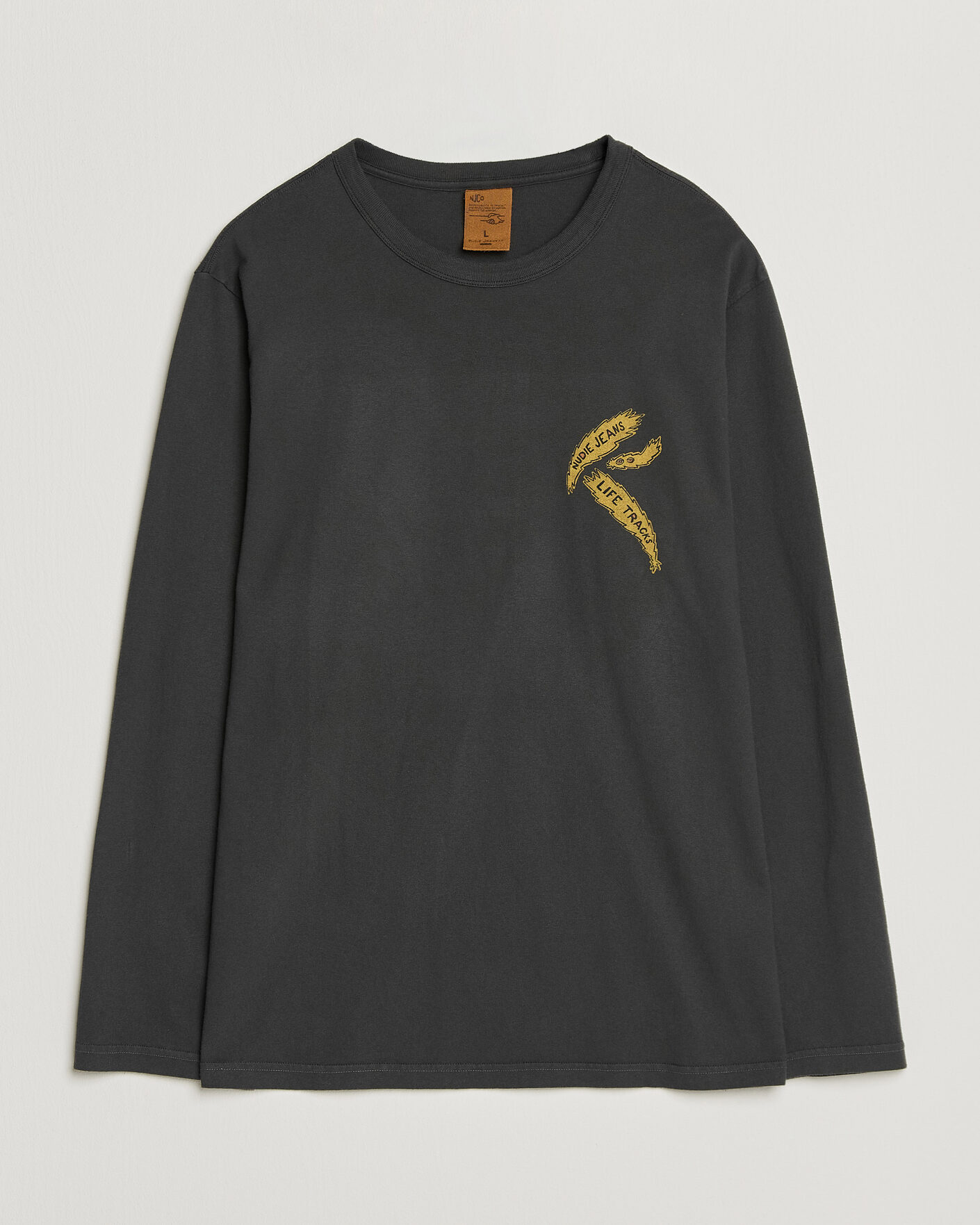 Herren | T-Shirts | Nudie Jeans | Rudi Life Tracks II Long Sleeved T-Shirt Antracite