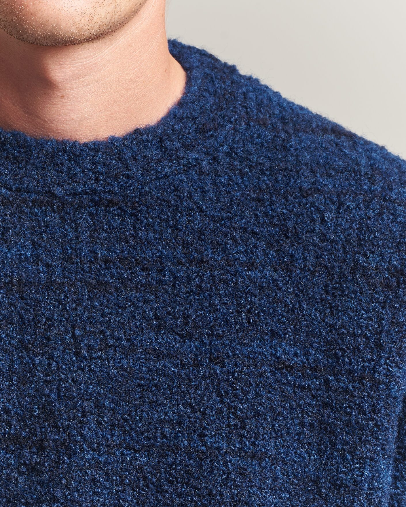 Herren | Pullover | Nudie Jeans | Gurra Bouclé Knitted Sweater Blue Multi