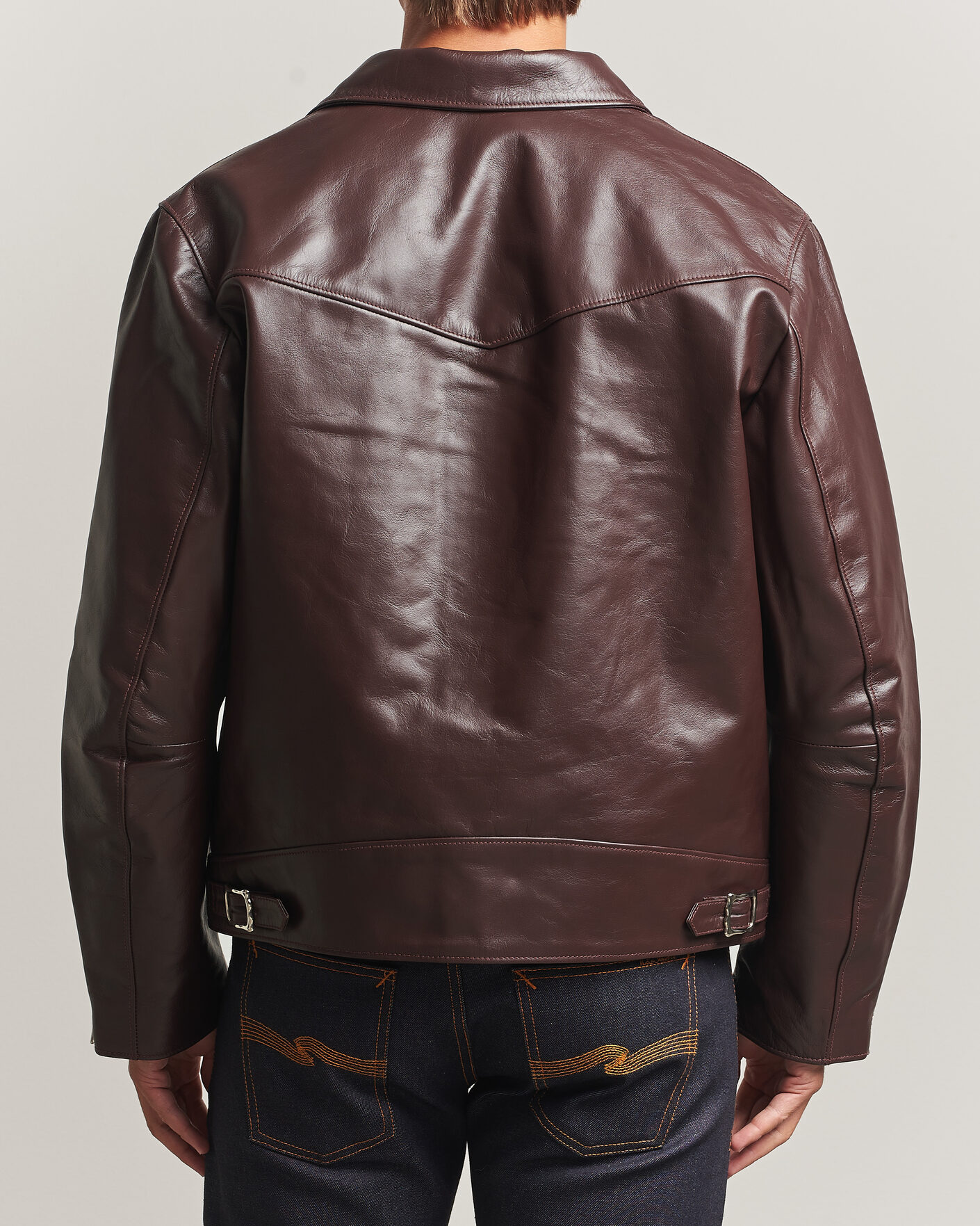 Herren | Jacken | Nudie Jeans | Eddy Rider Leather Jacket Burgundy Brown