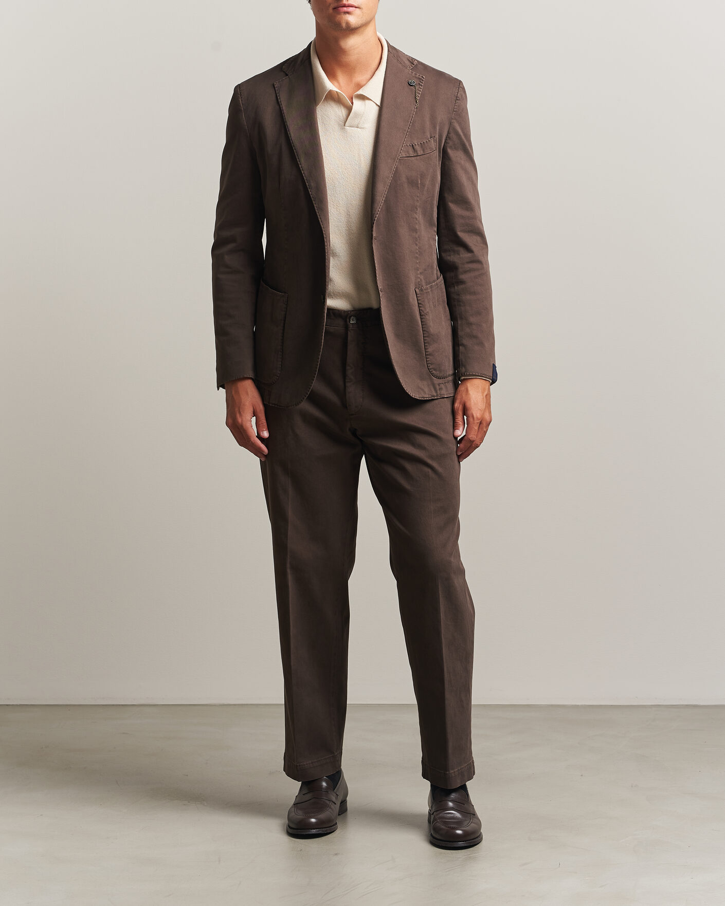 Herren | Sakkos | Santaniello | Washed Cotton Patch Pocket Blazer Brown